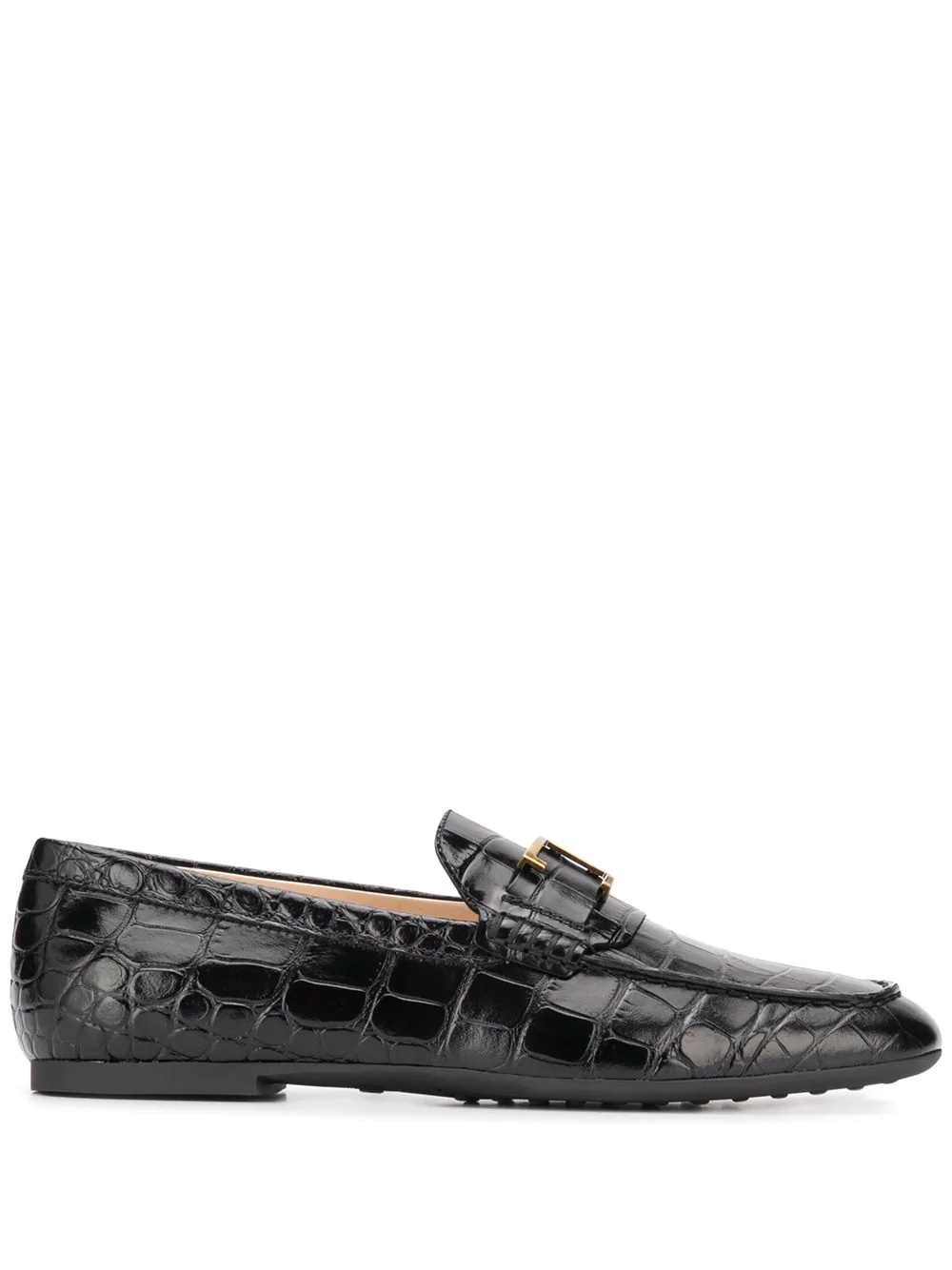 crocodile-effect leather loafers - 1