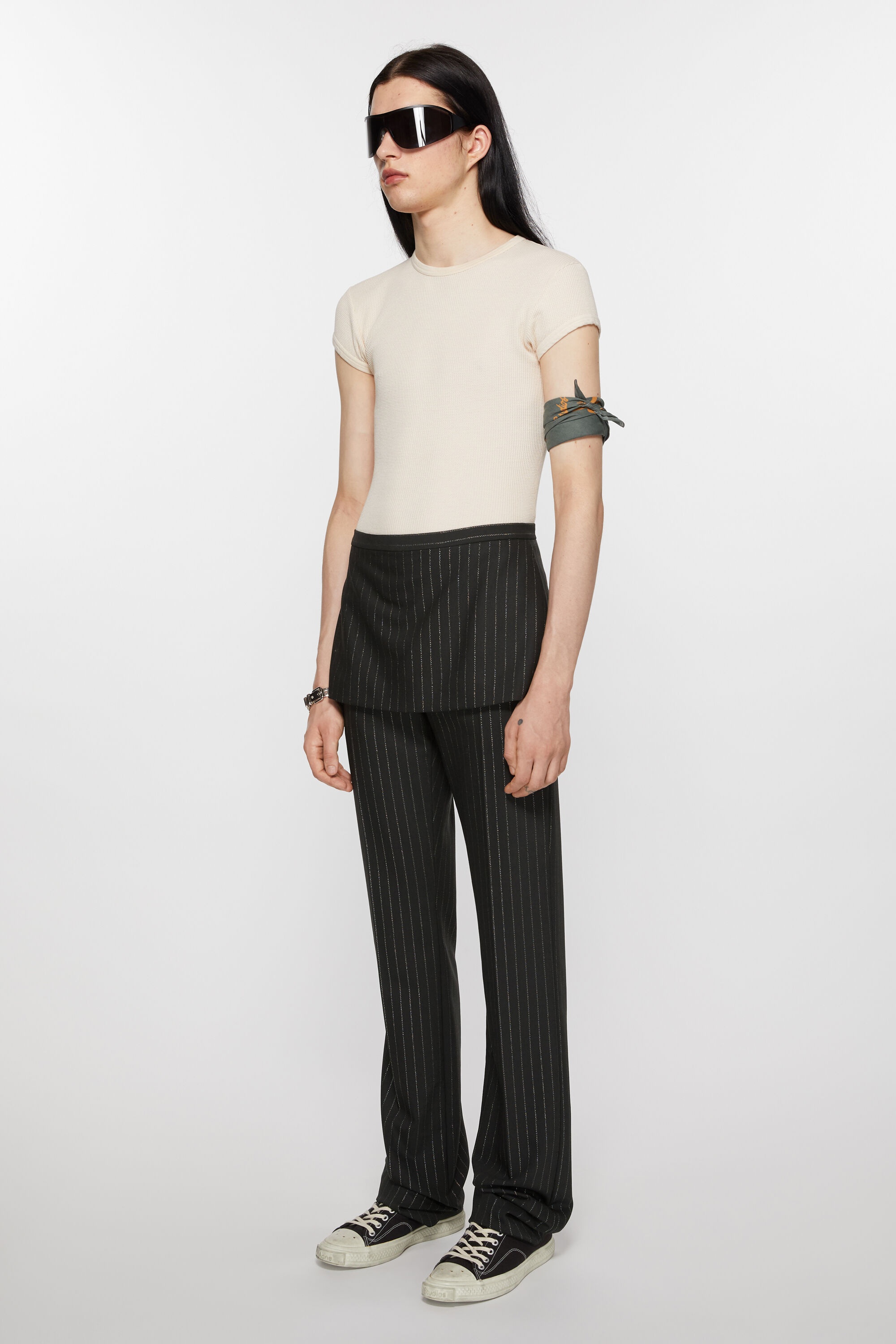 Tailored pinstripe trousers - Black - 3
