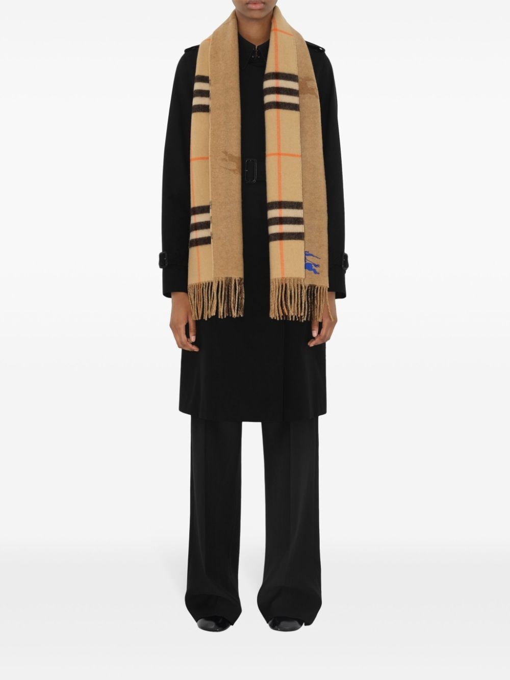 reversible check cashmere scarf - 3