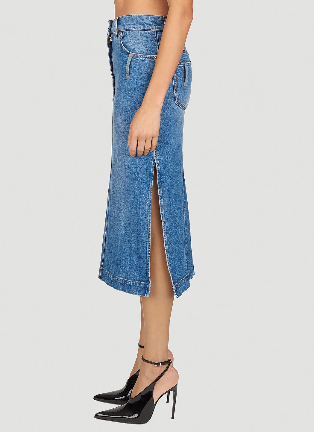 Denim Midi Skirt - 3
