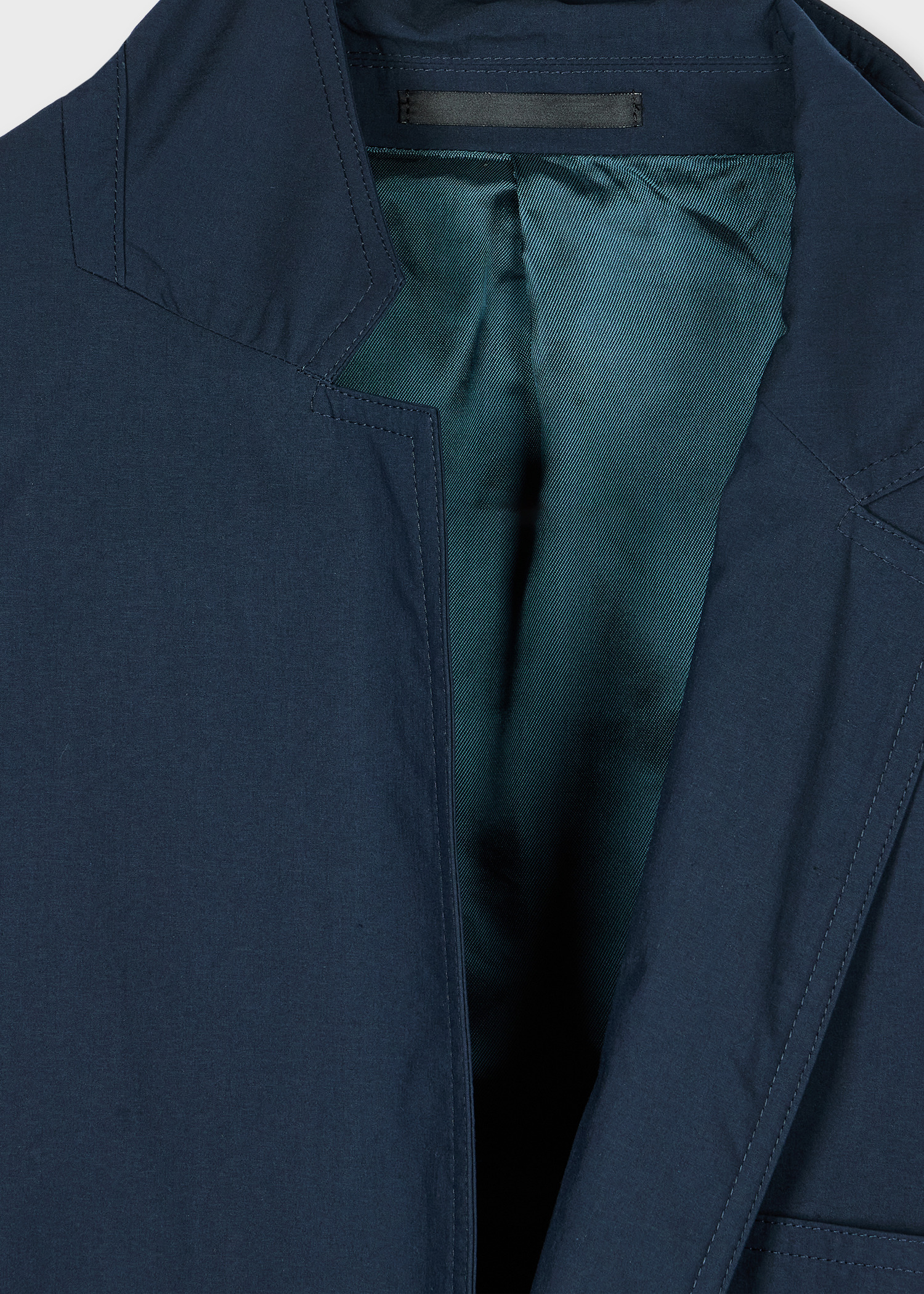Navy Blue Cotton-Blend Two Button Blazer - 2