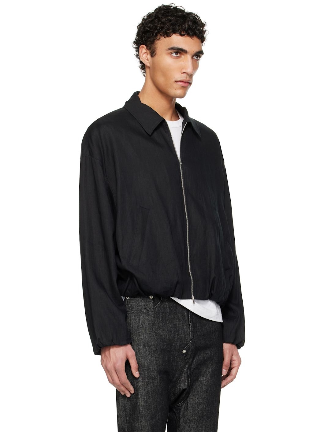 Black Linen Airy Jacket - 2