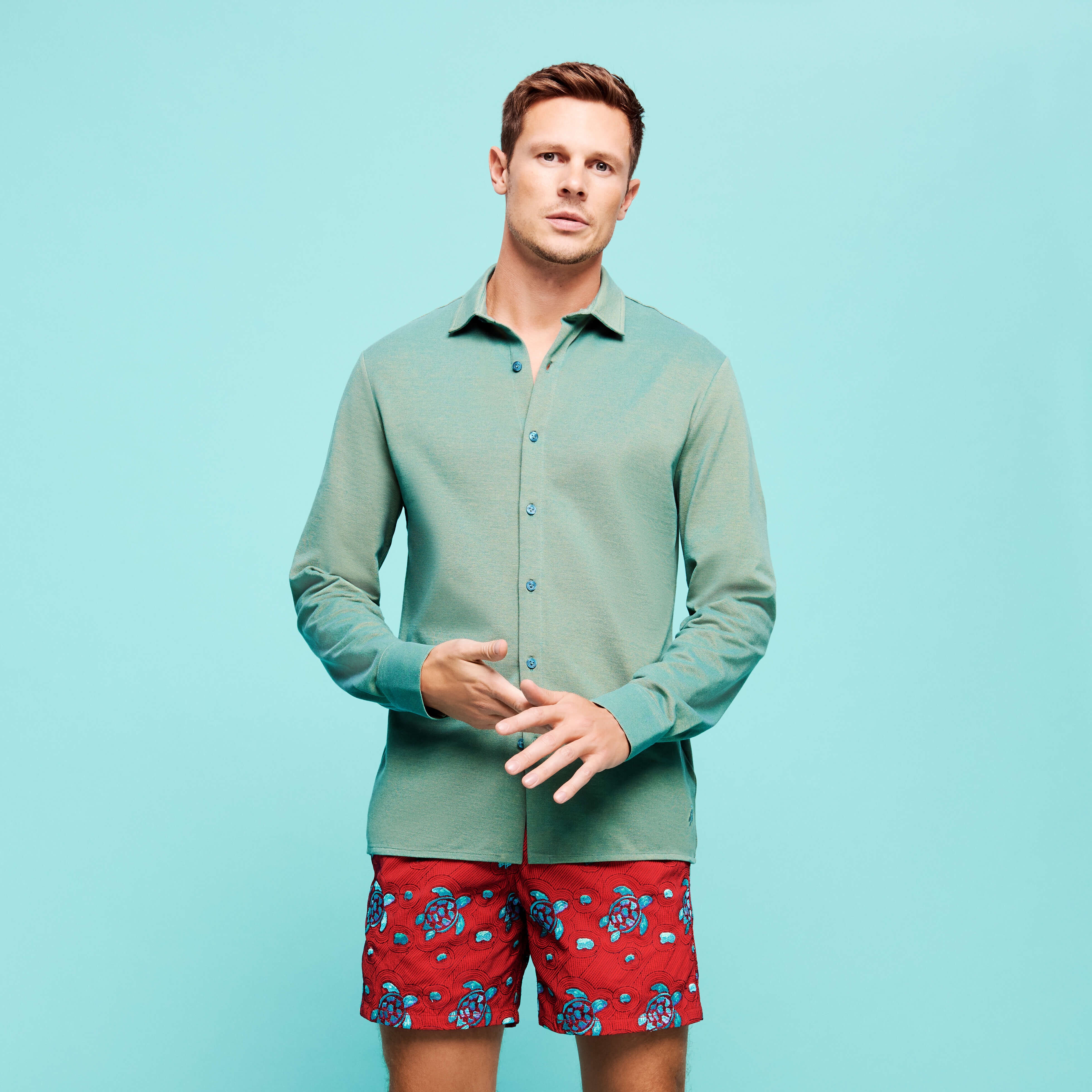 Men Changing Cotton Pique Shirt - 3