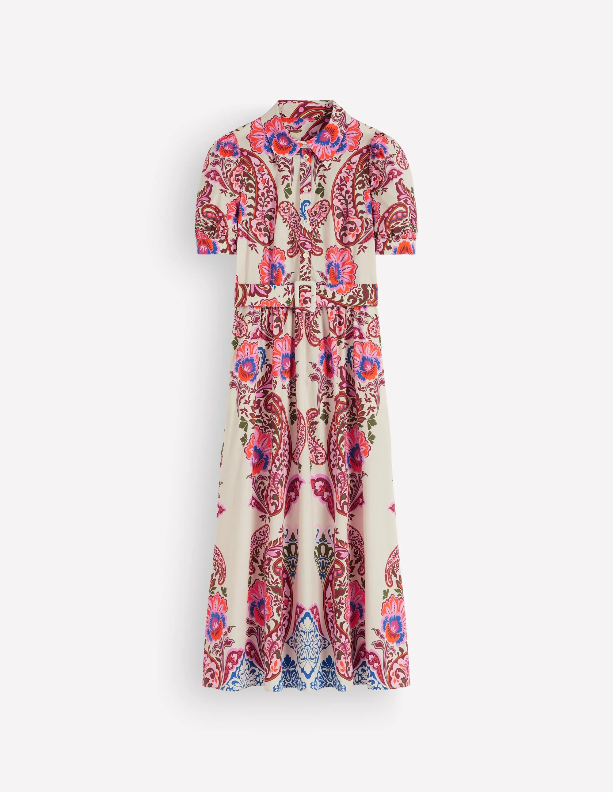 Belted Cotton Midi Dress-Multi, Bohemia Dream - 1