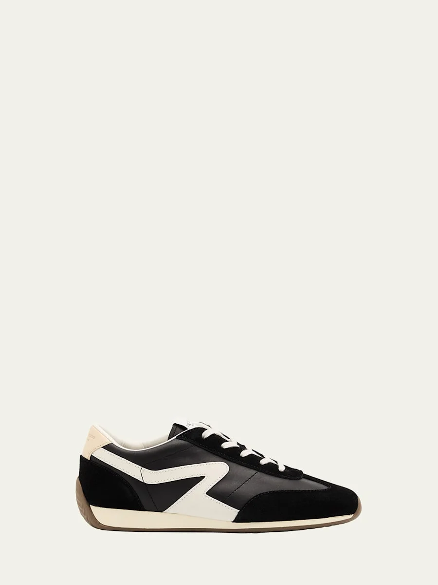 Retro Slim Mixed Leather Sneakers - 1