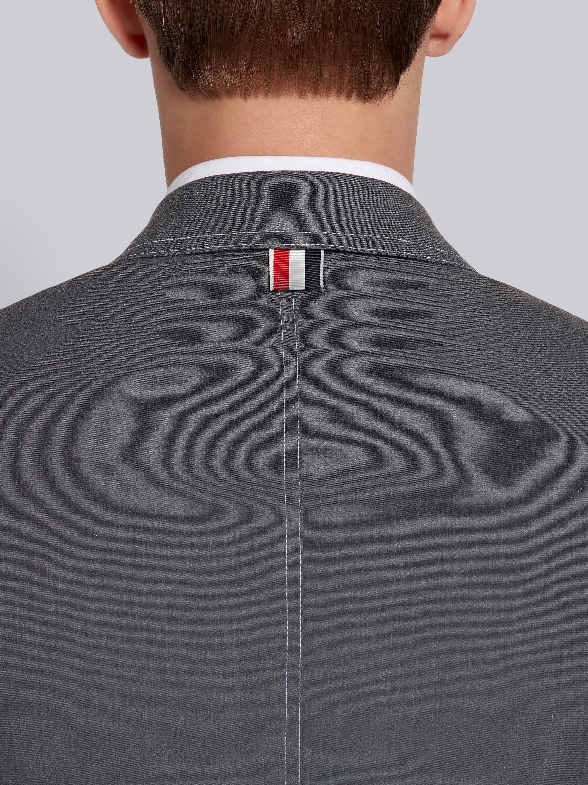 Medium Grey Cotton Typewriter Cloth Double Needle Stitch Classic Jacket - 5