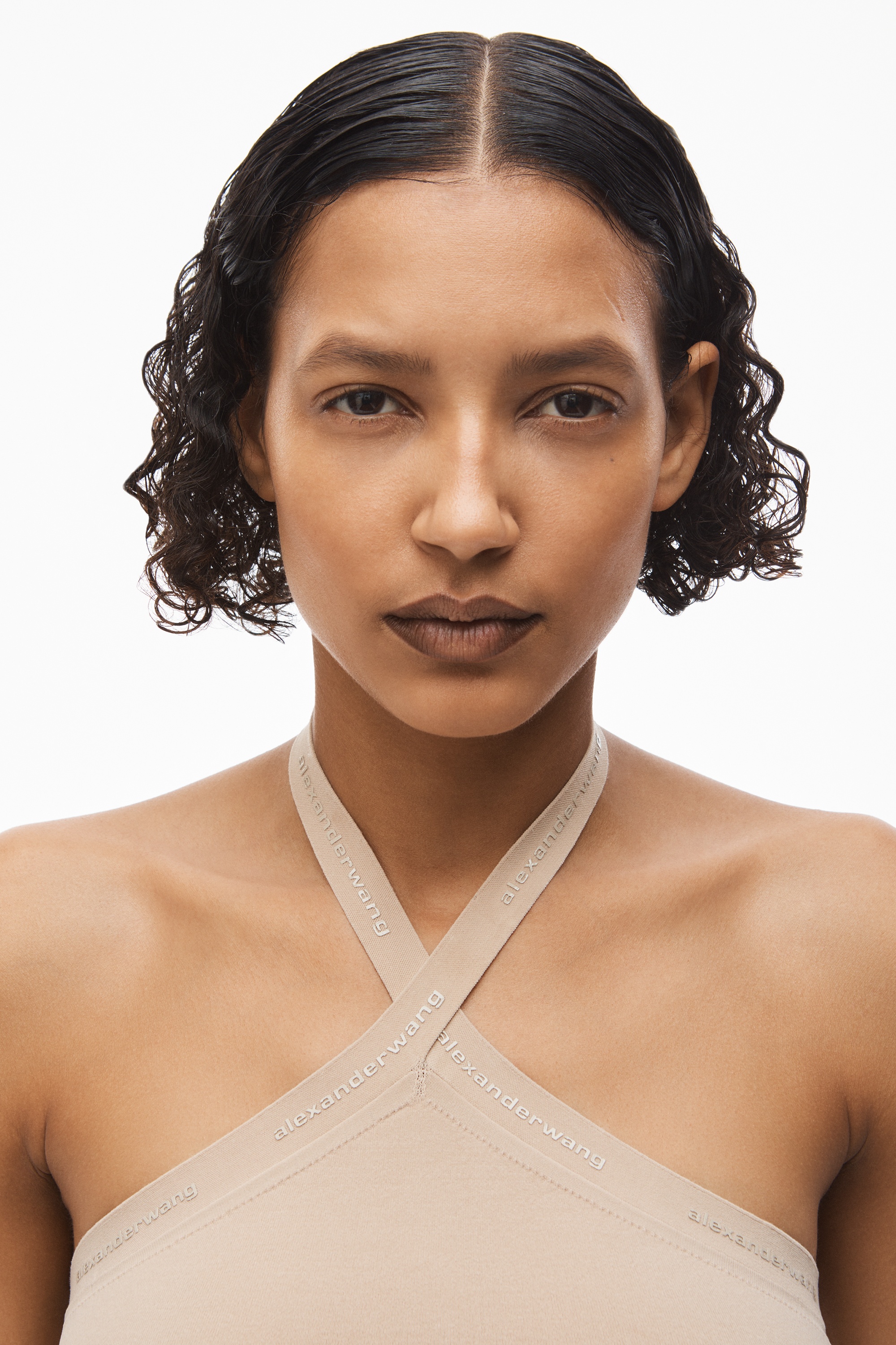 LOGO HALTER DRESS IN VISCOSE KNIT - 4