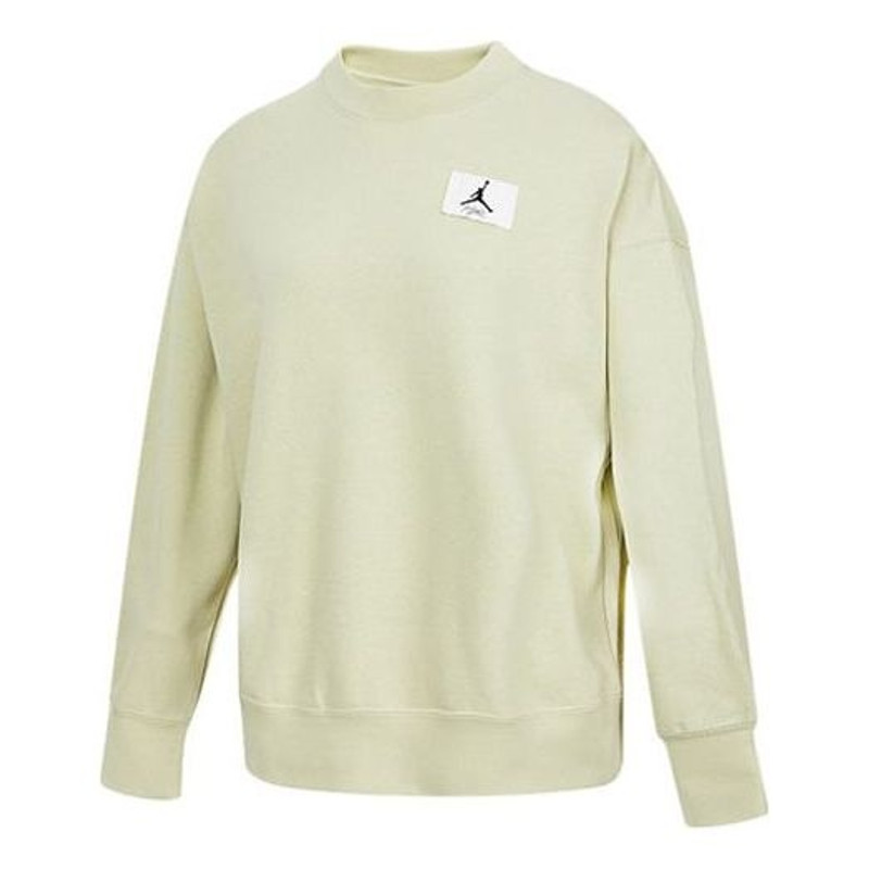 (WMNS) Air Jordan Logoo Loose Knit Round Neck Hoodie 'Olive Green Grey' DM5190-371 - 1