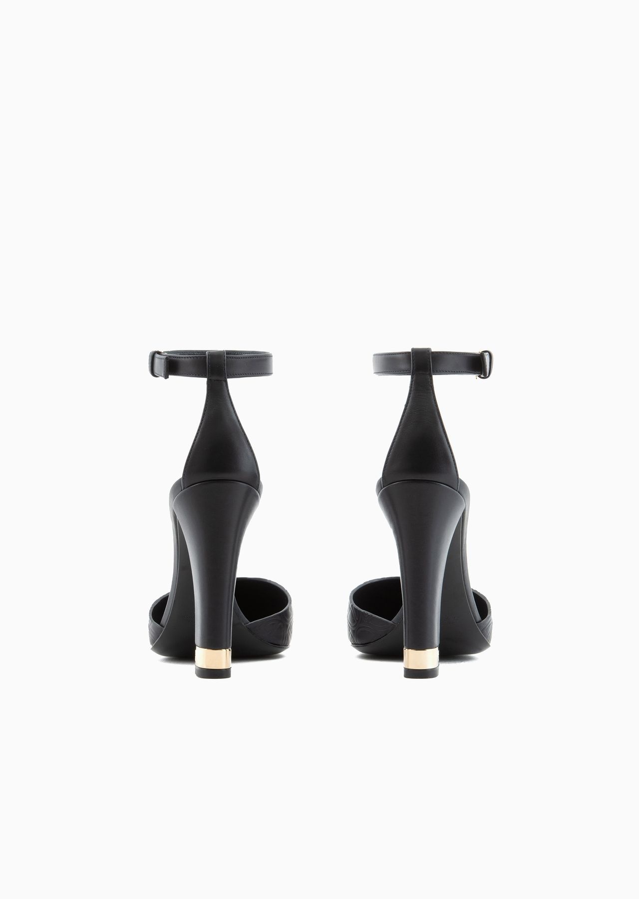 Leather d’Orsay court shoes with all-over logo - 4