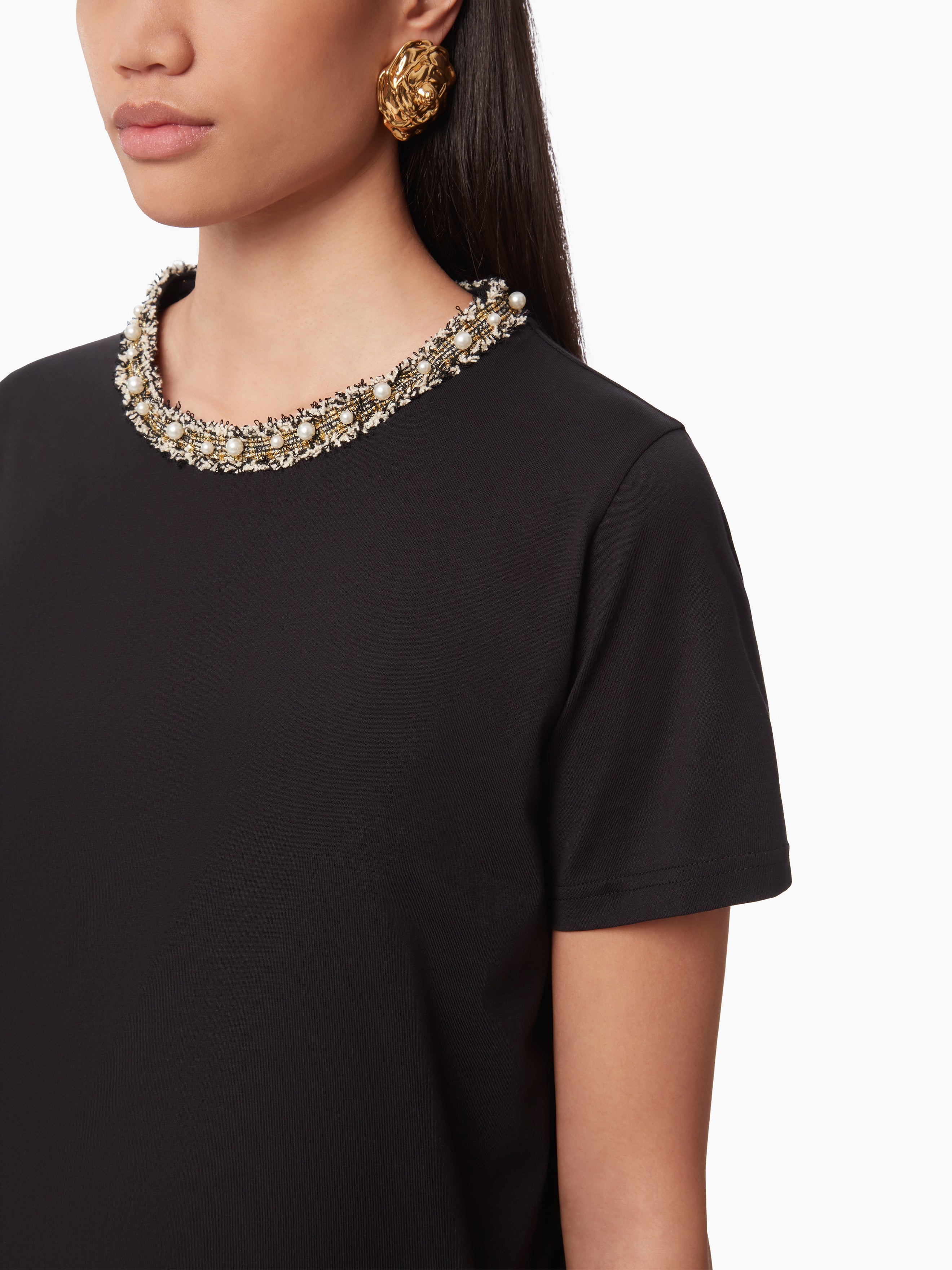 BEADED NECKLINE T-SHIRT - 3