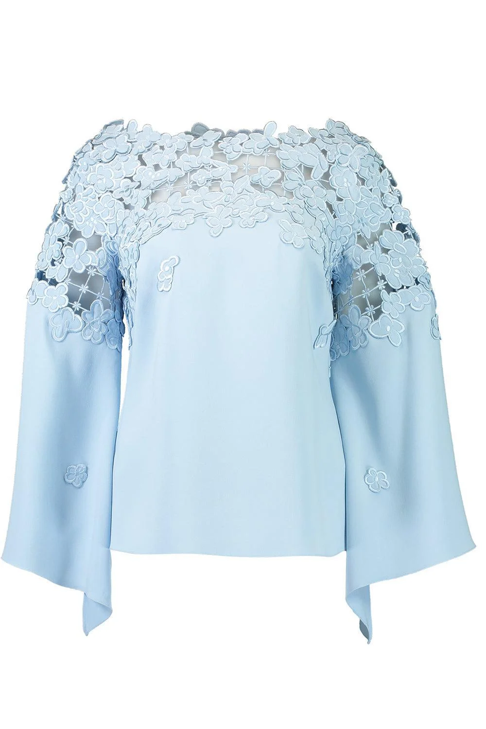 Long Sleeve Embroidered Blouse - 1