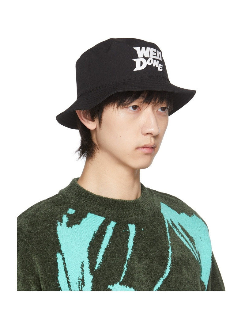 We11done Black Basic Logo Bucket Hat outlook