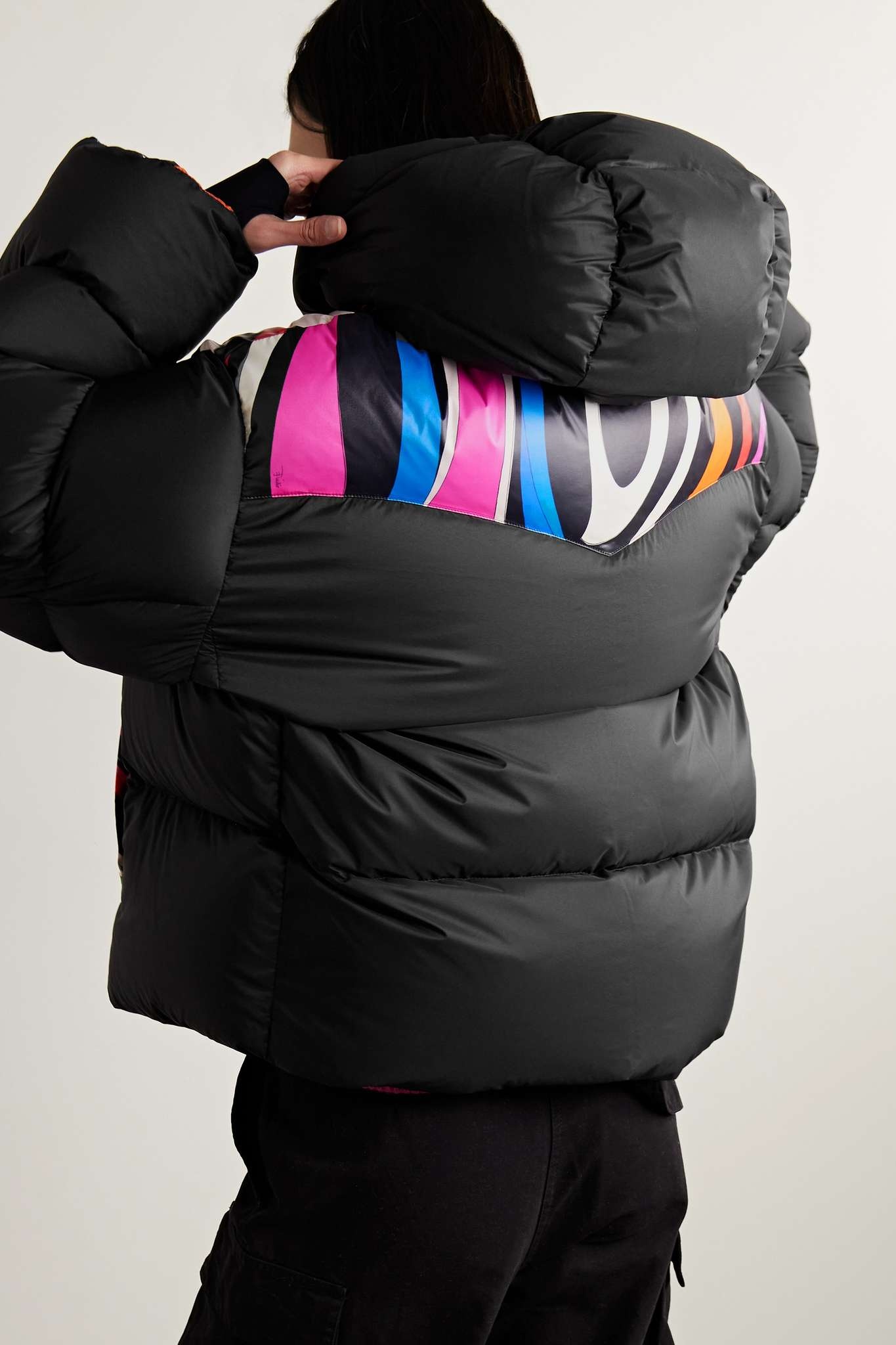 Hooded printed quilted shell down jacket - 4