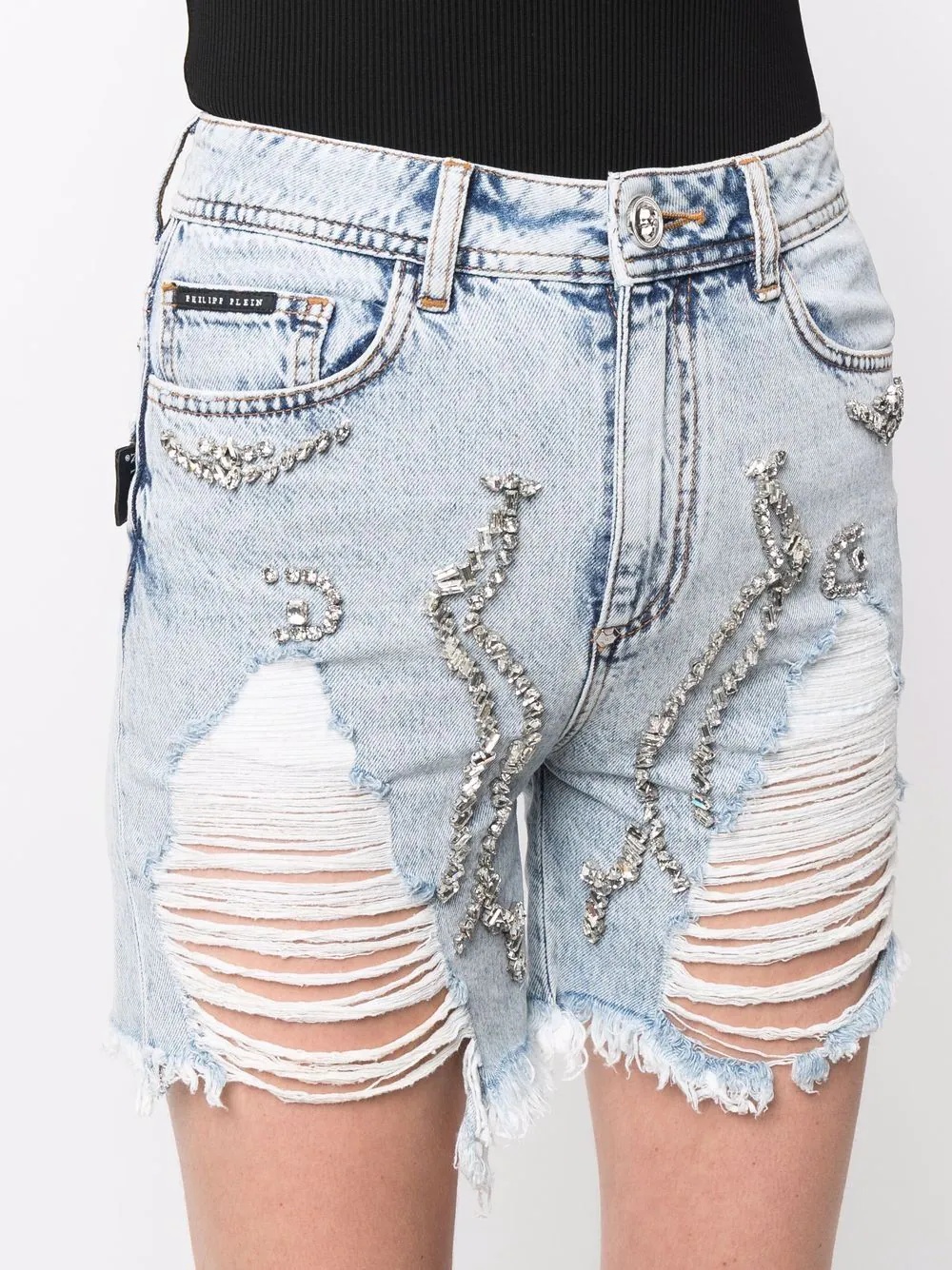 ripped denim shorts - 5