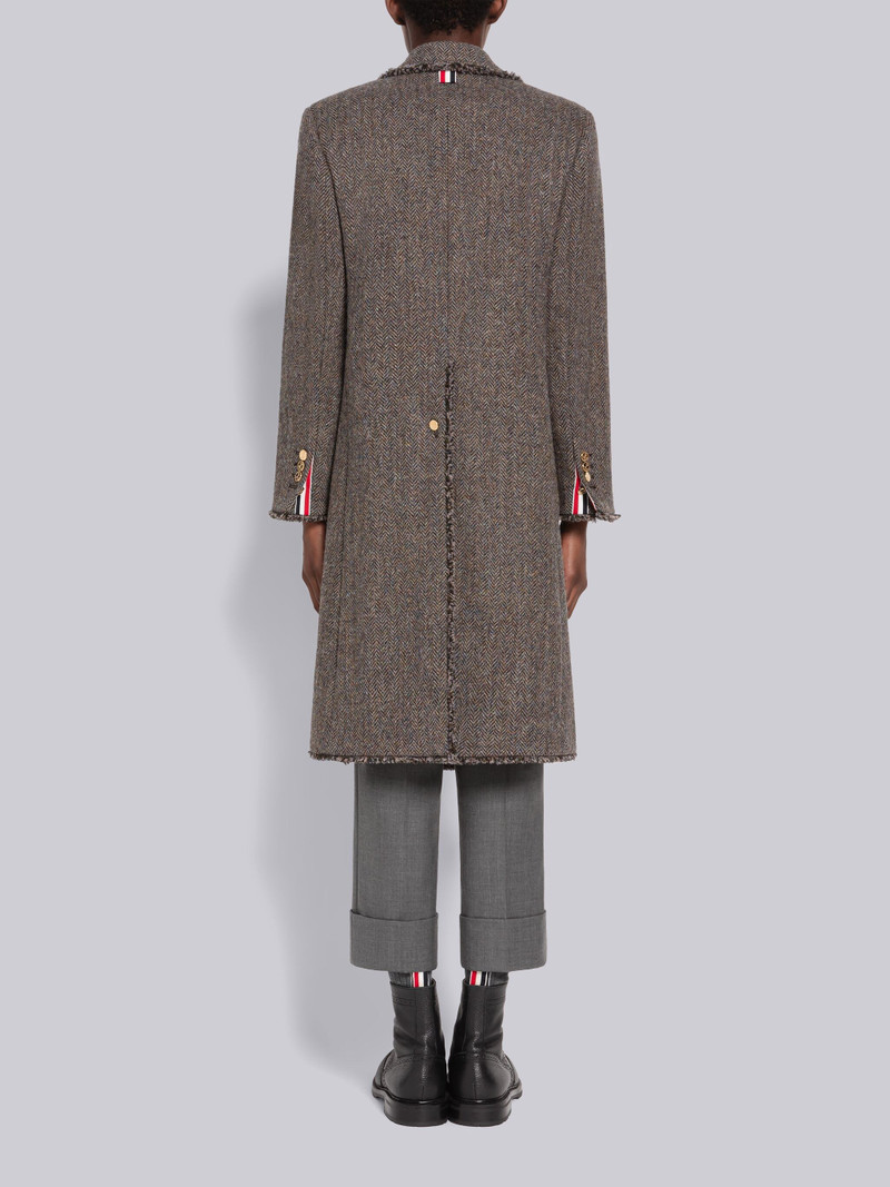 Herringbone Frayed Single Vent Overcoat 3