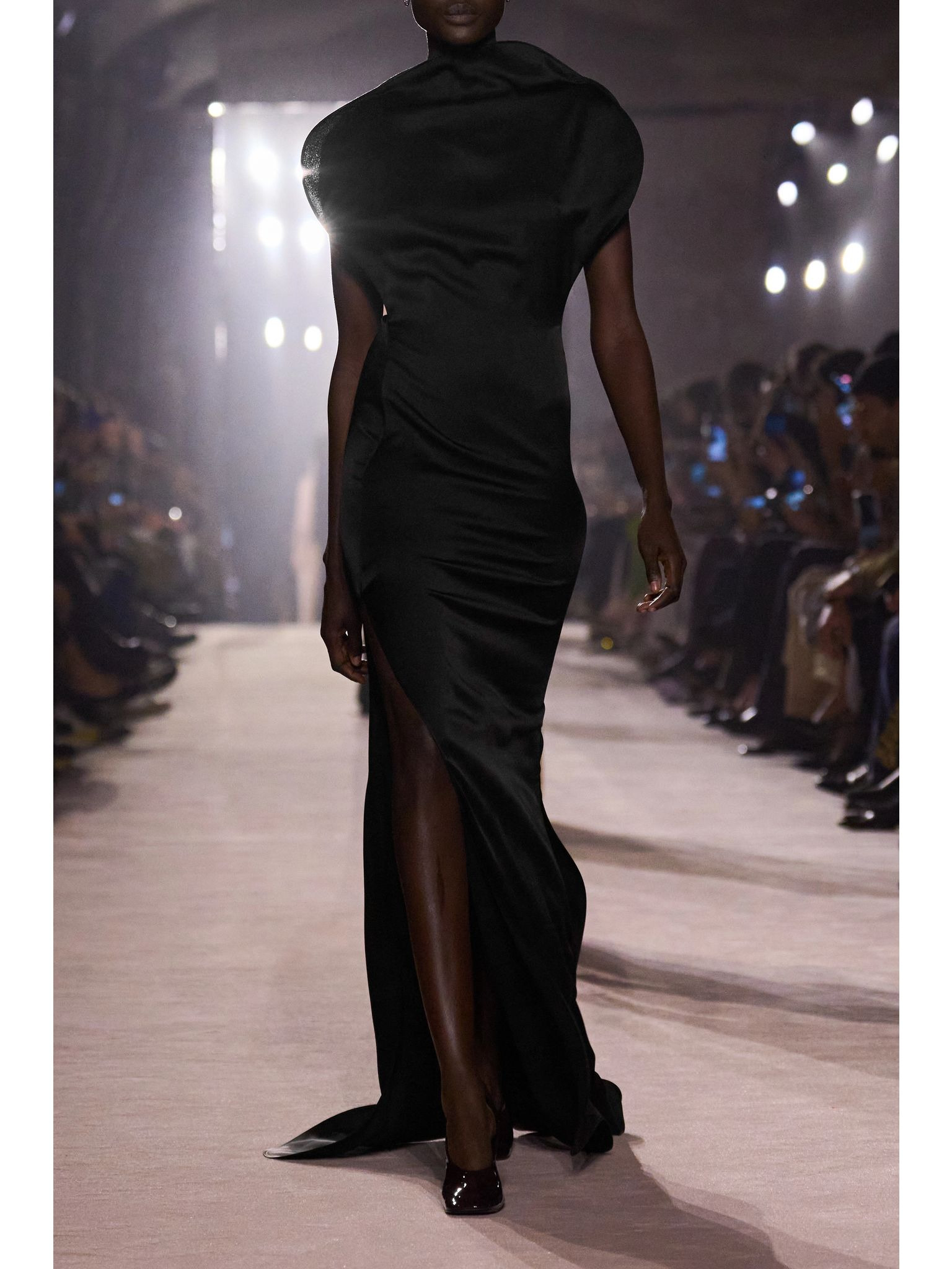 Draped satin-crepe gown Black - 4