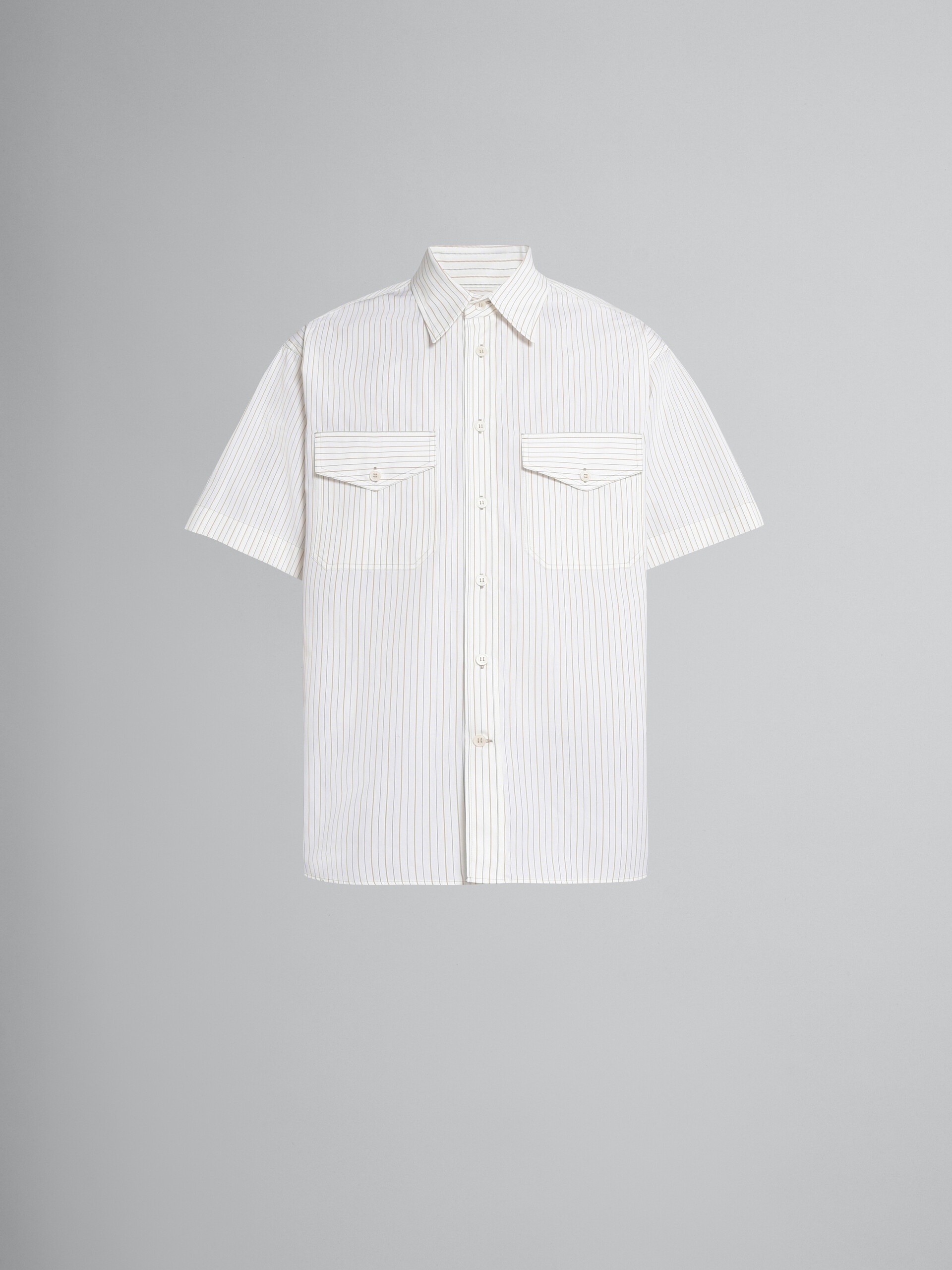 WHITE STRIPED POPLIN SHIRT - 1