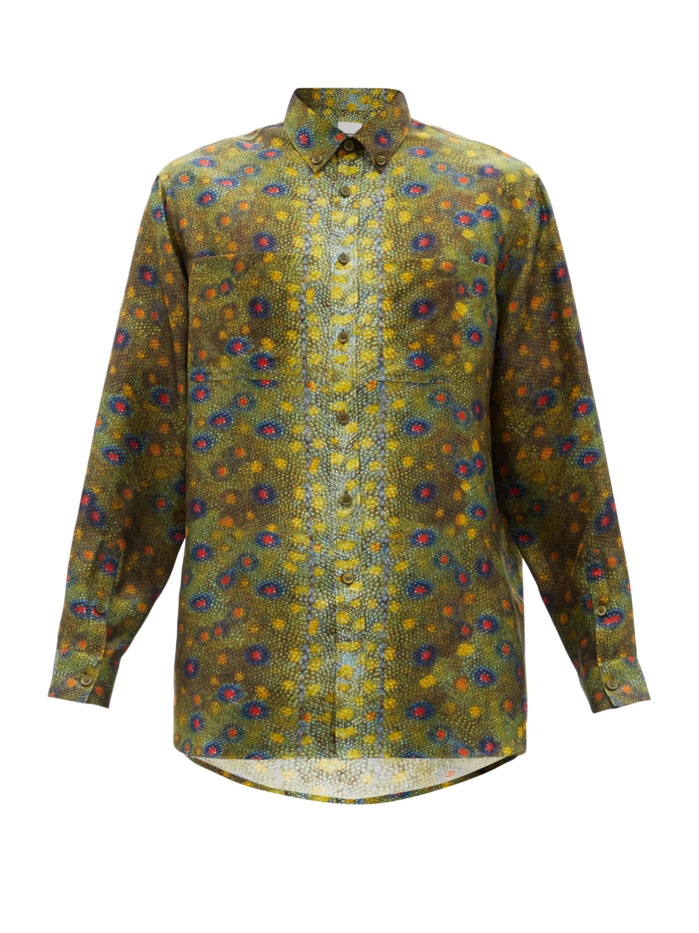 Fish scale-print silk shirt - 1