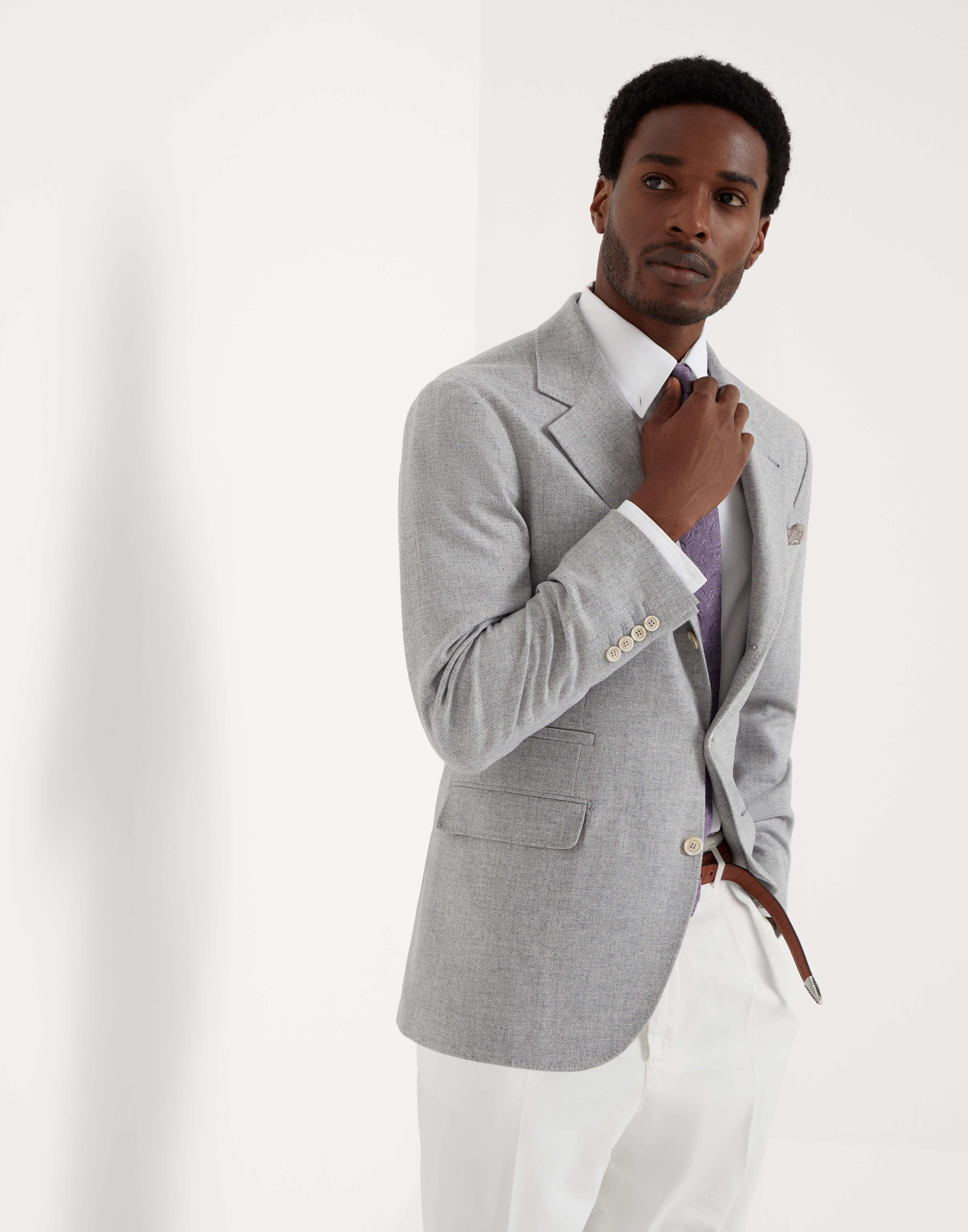 Wool, silk and cashmere diagonal deconstructed blazer - 4