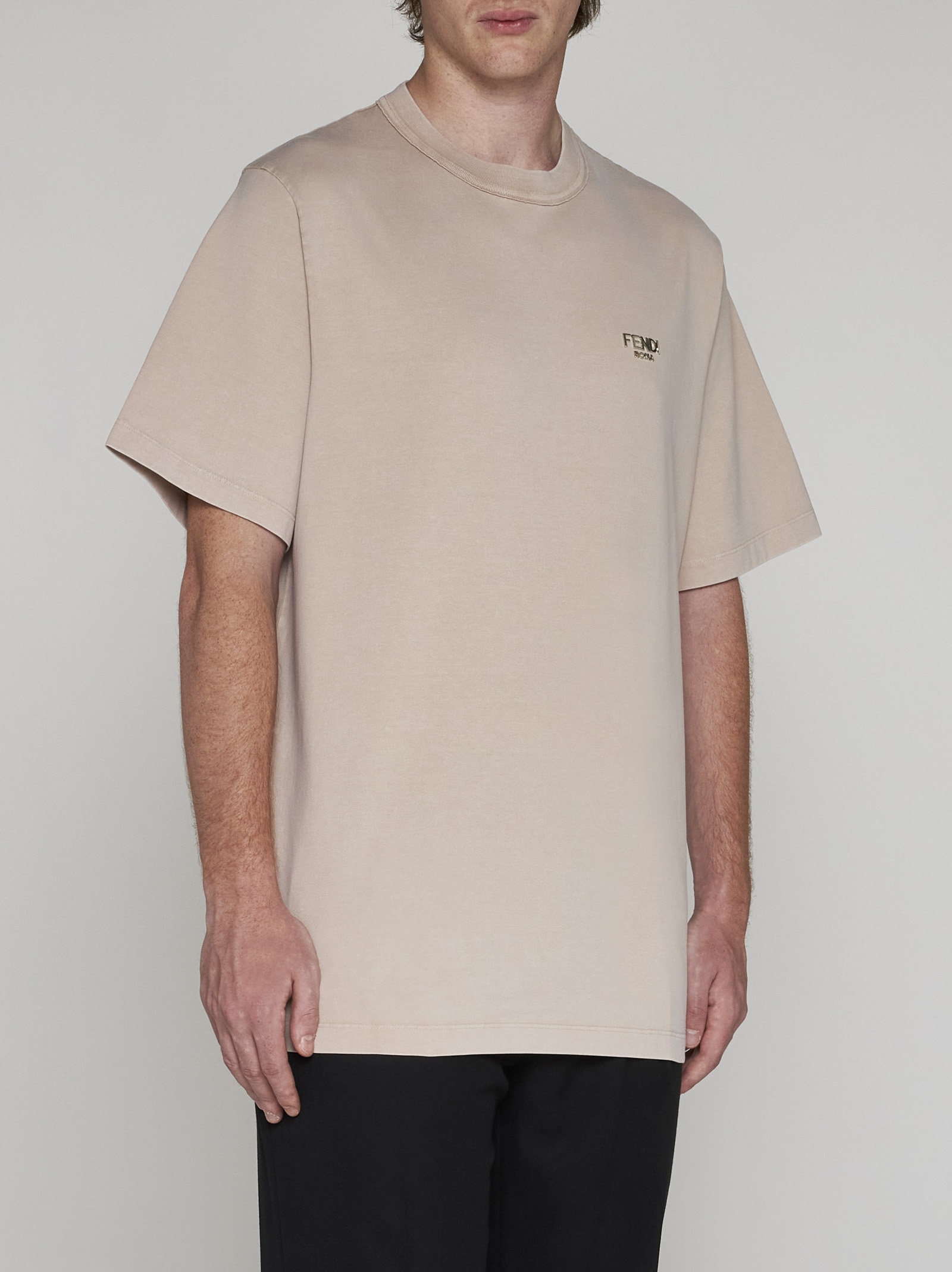 FENDI Logo cotton t-shirt | danielloboutique | REVERSIBLE