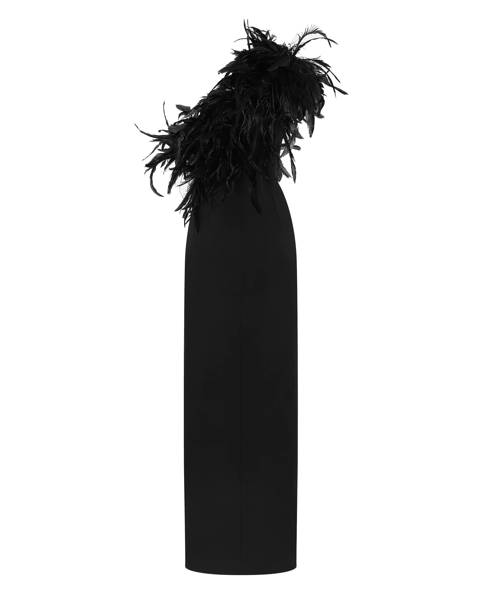 Dolce & Gabbana Women Black Stretch Cady Long One-Shoulder Dress - 3