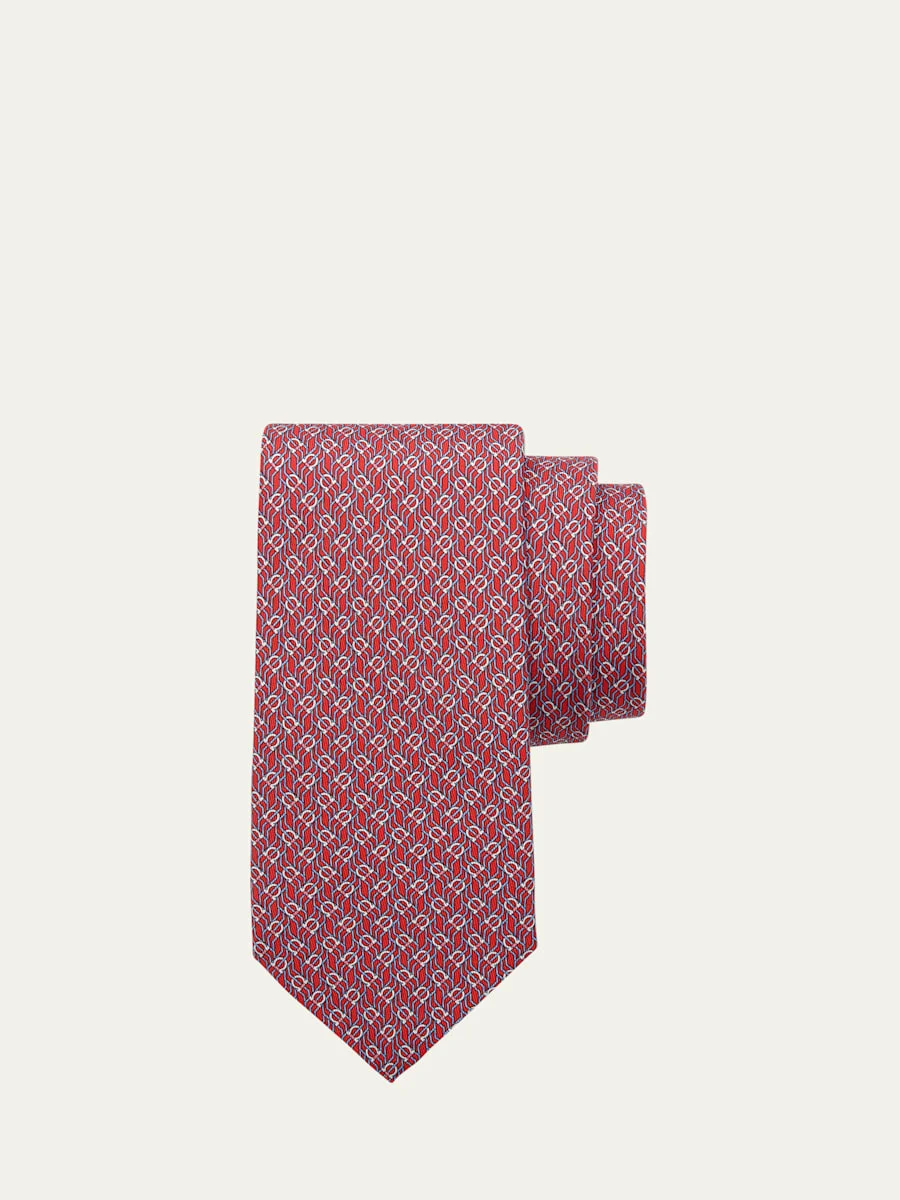 Men's Tetris-Print Silk Tie - 1