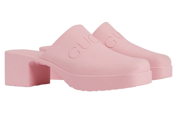 (WMNS) Gucci Logo Rubber Mule 'Pink' 725899-J8700-5815 - 2