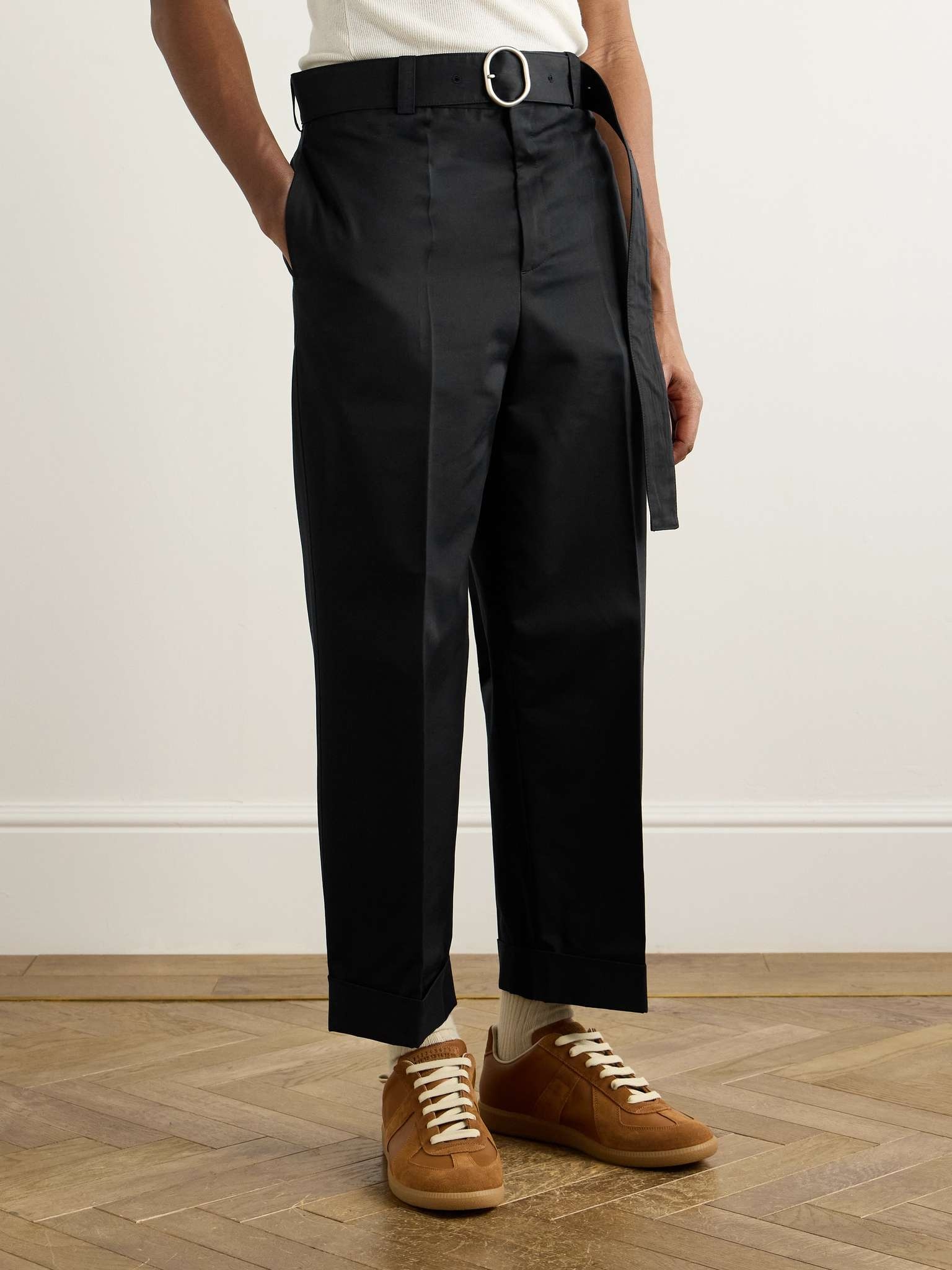 Cropped Straight-Leg Belted Cotton and Silk-Blend Poplin Trousers - 3