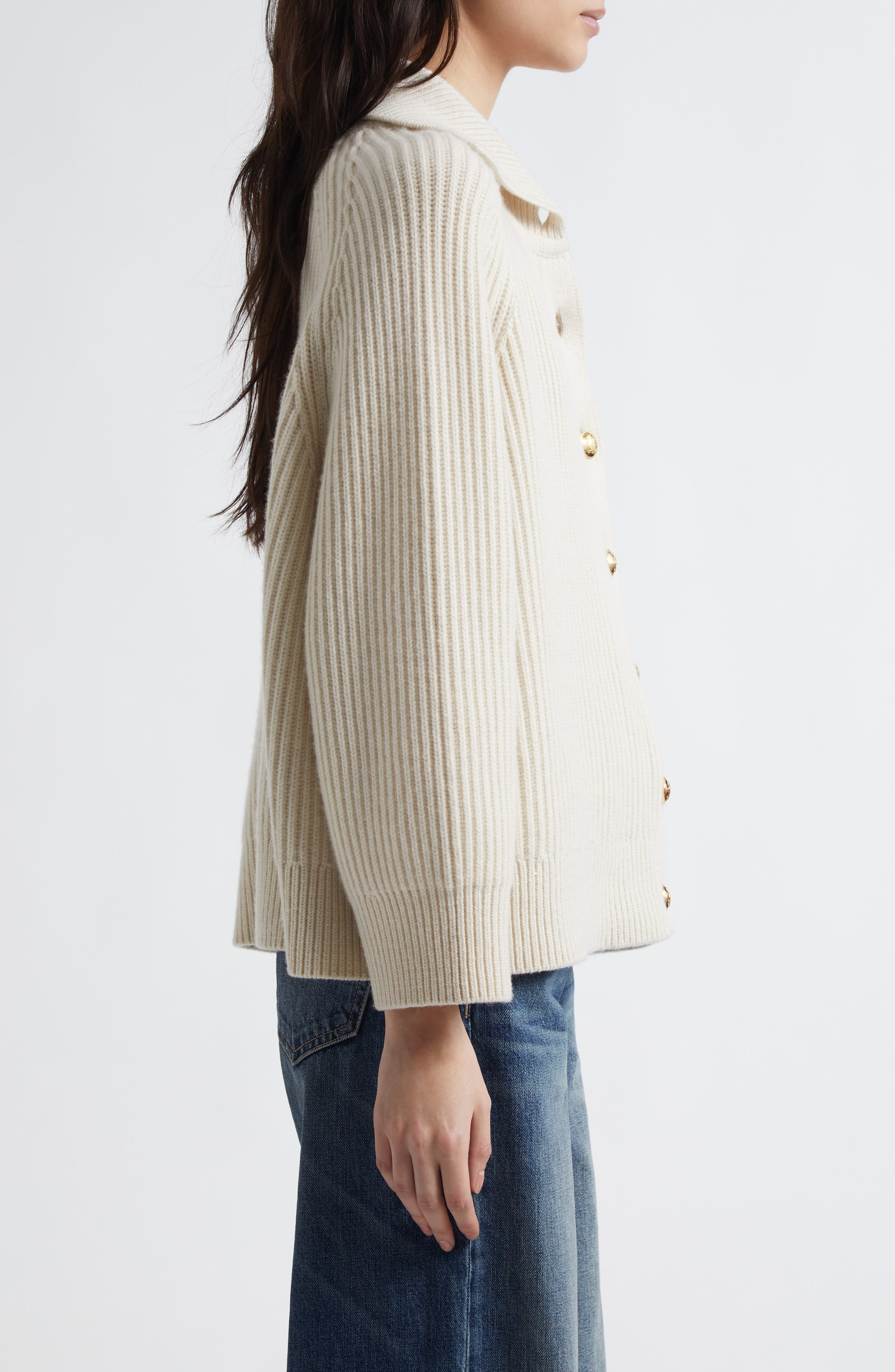 Nili Lotan Deryl Fisherman Knit Cashmere Cardigan in Ivory at Nordstrom - 4