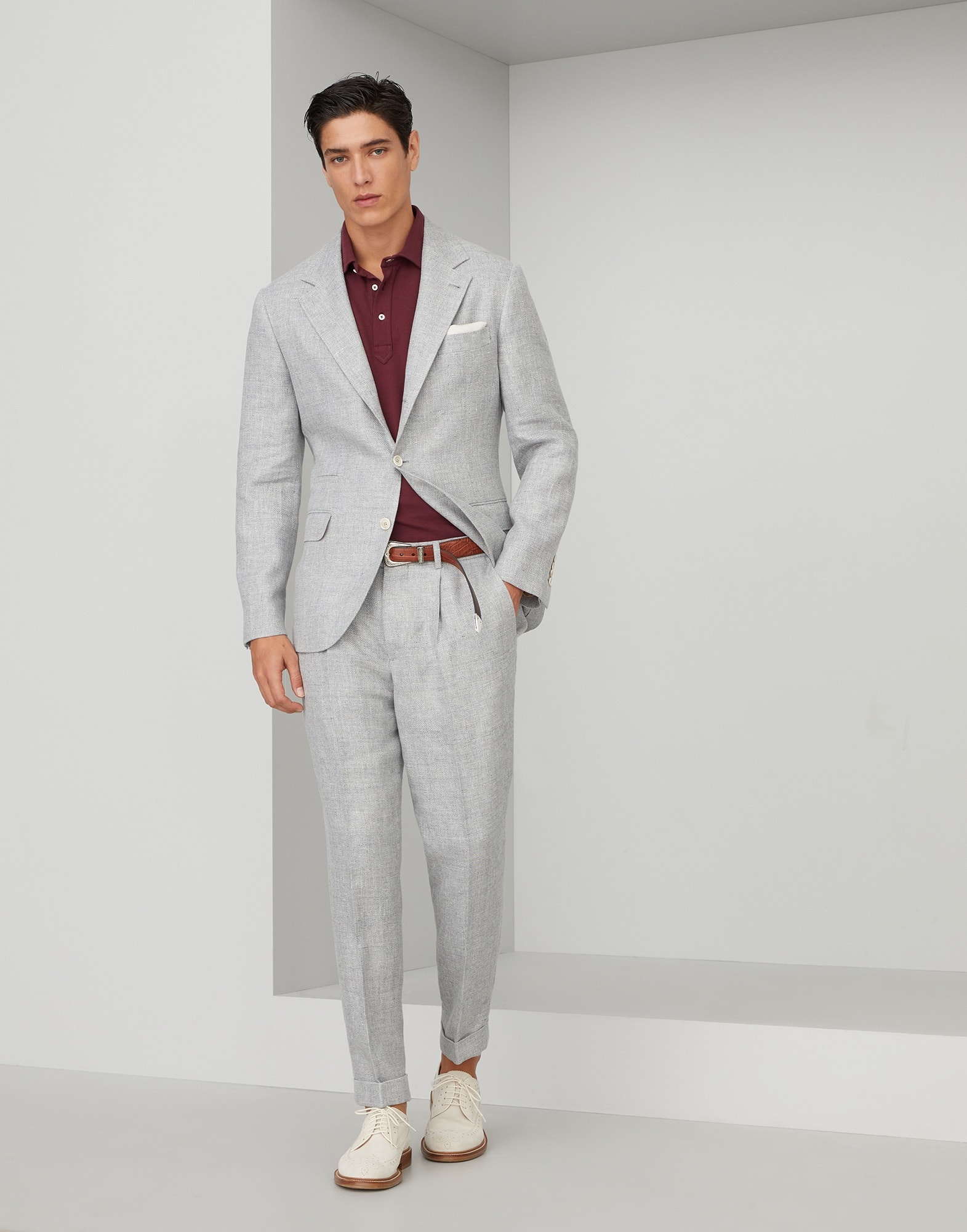 Linen, wool and silk diagonal deconstructed blazer - 5