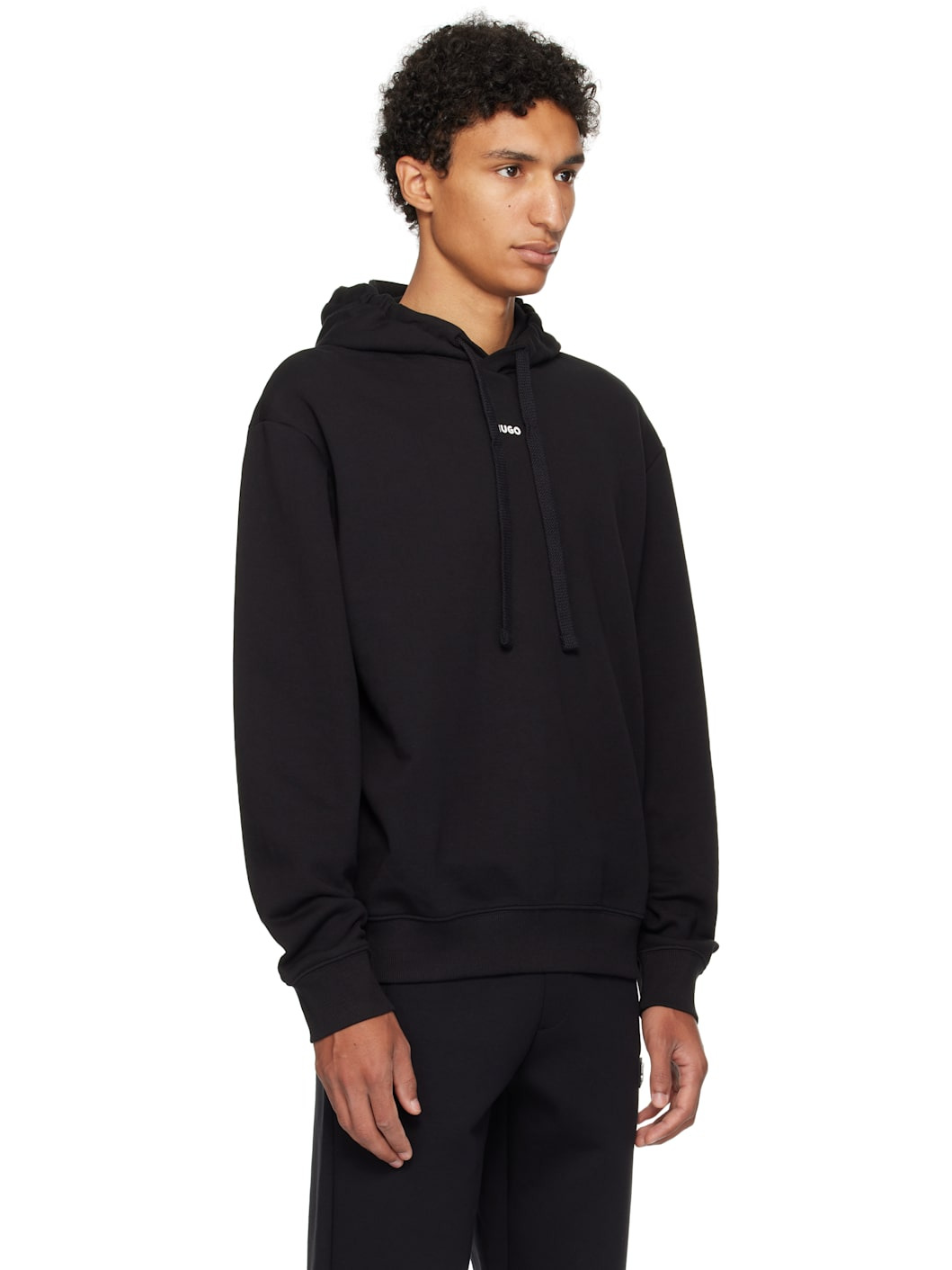 Black Cotton-Terry Relaxed-Fit Hoodie - 2