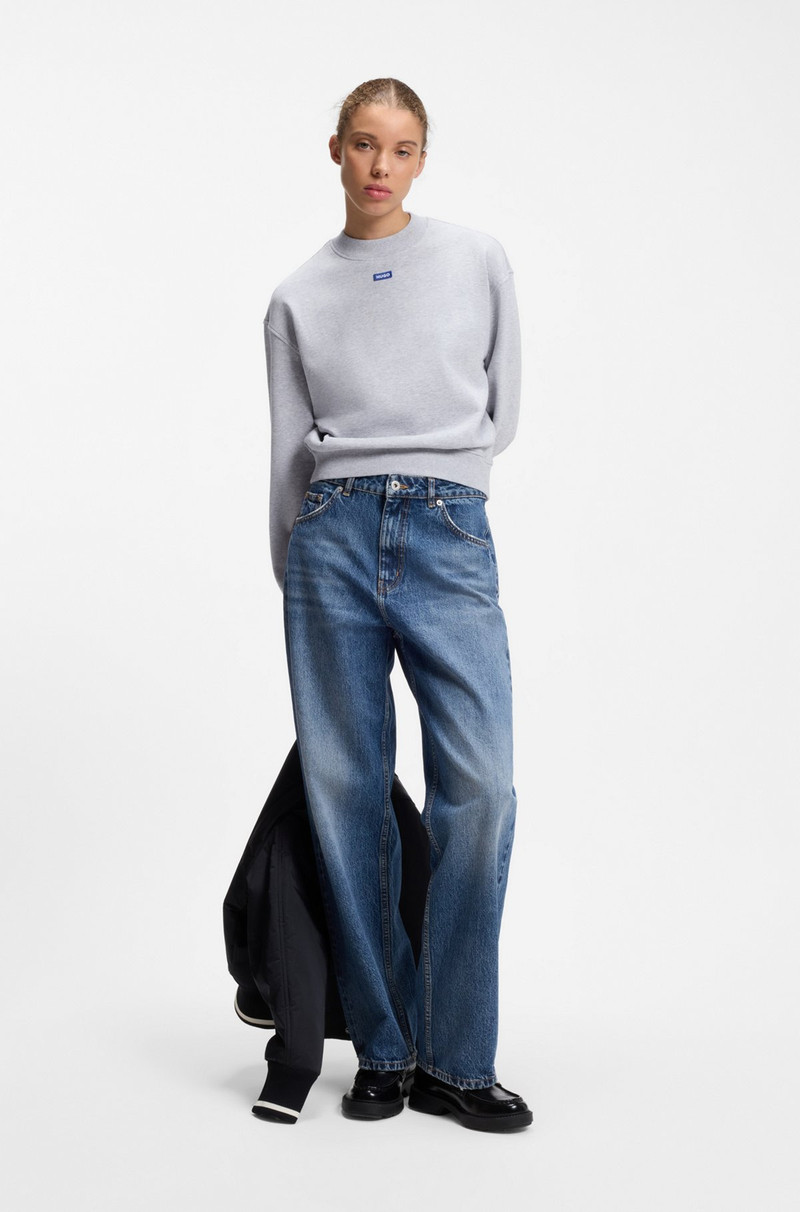 HUGO COTTON-TERRY SWEATSHIRT WITH LOGO BADGE outlook