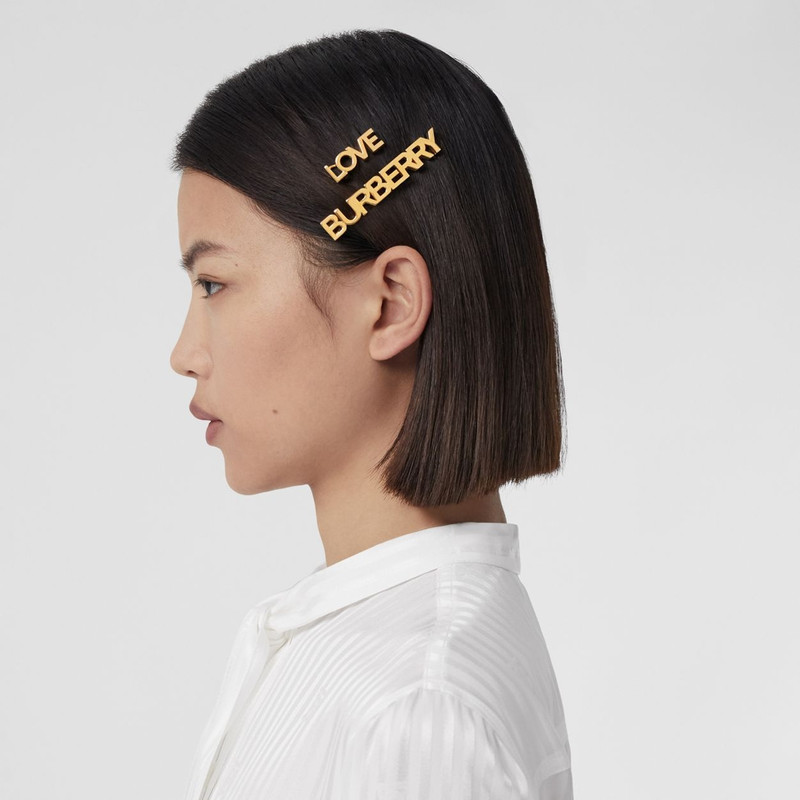 Gold-plated Logo and Love Hair Clips 3