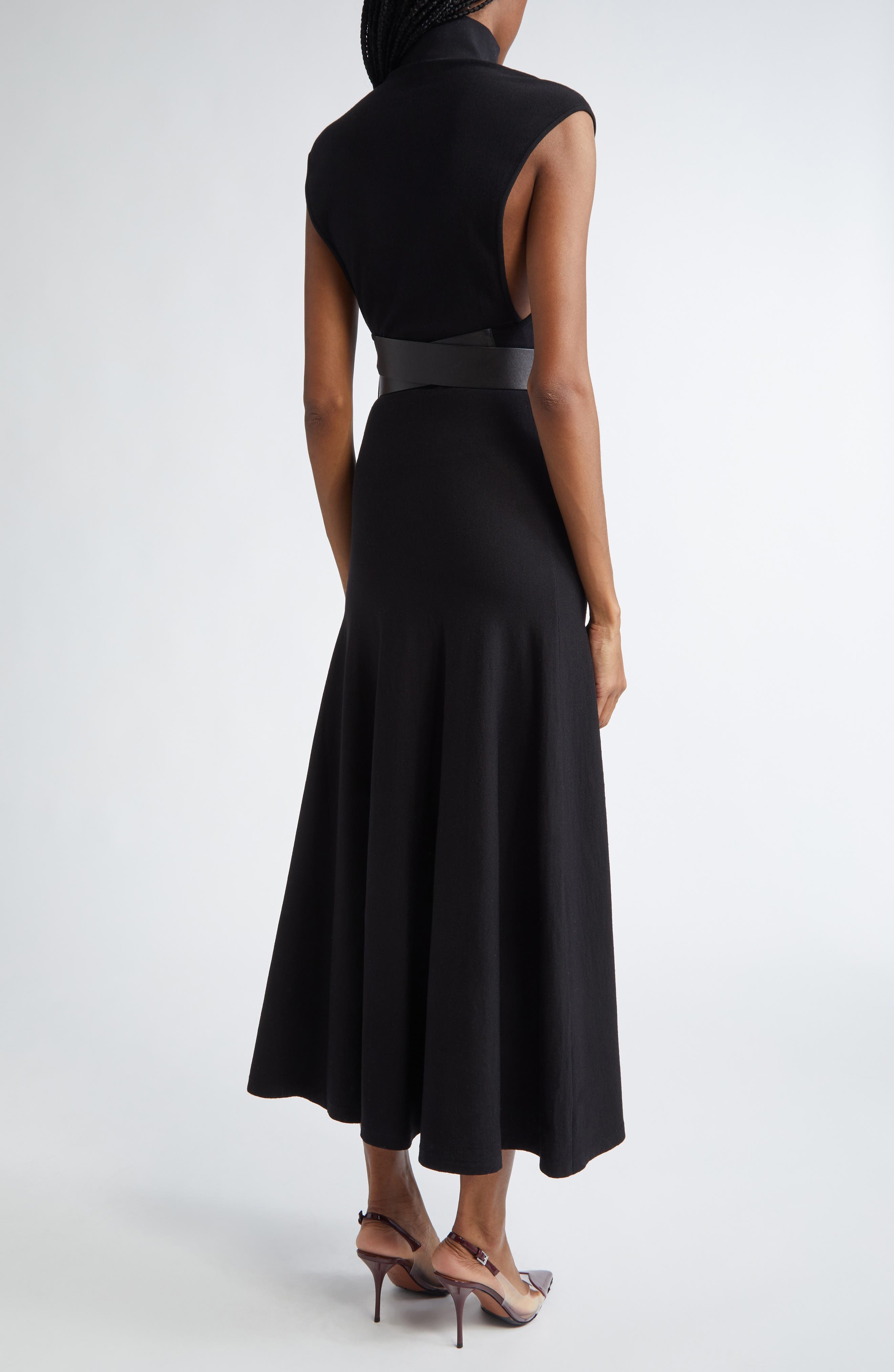 Alaïa Turtleneck Jersey Belted Dress in Noir Alaia at Nordstrom - 2