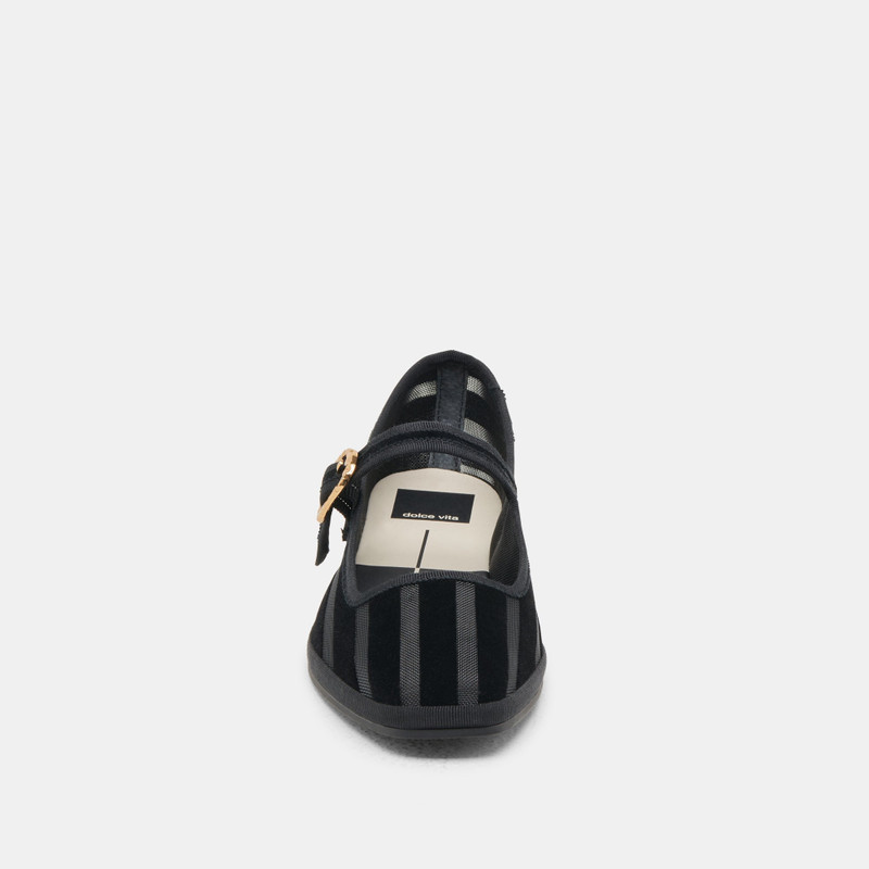 TAMEKA BALLET FLATS BLACK STRIPE MESH 6