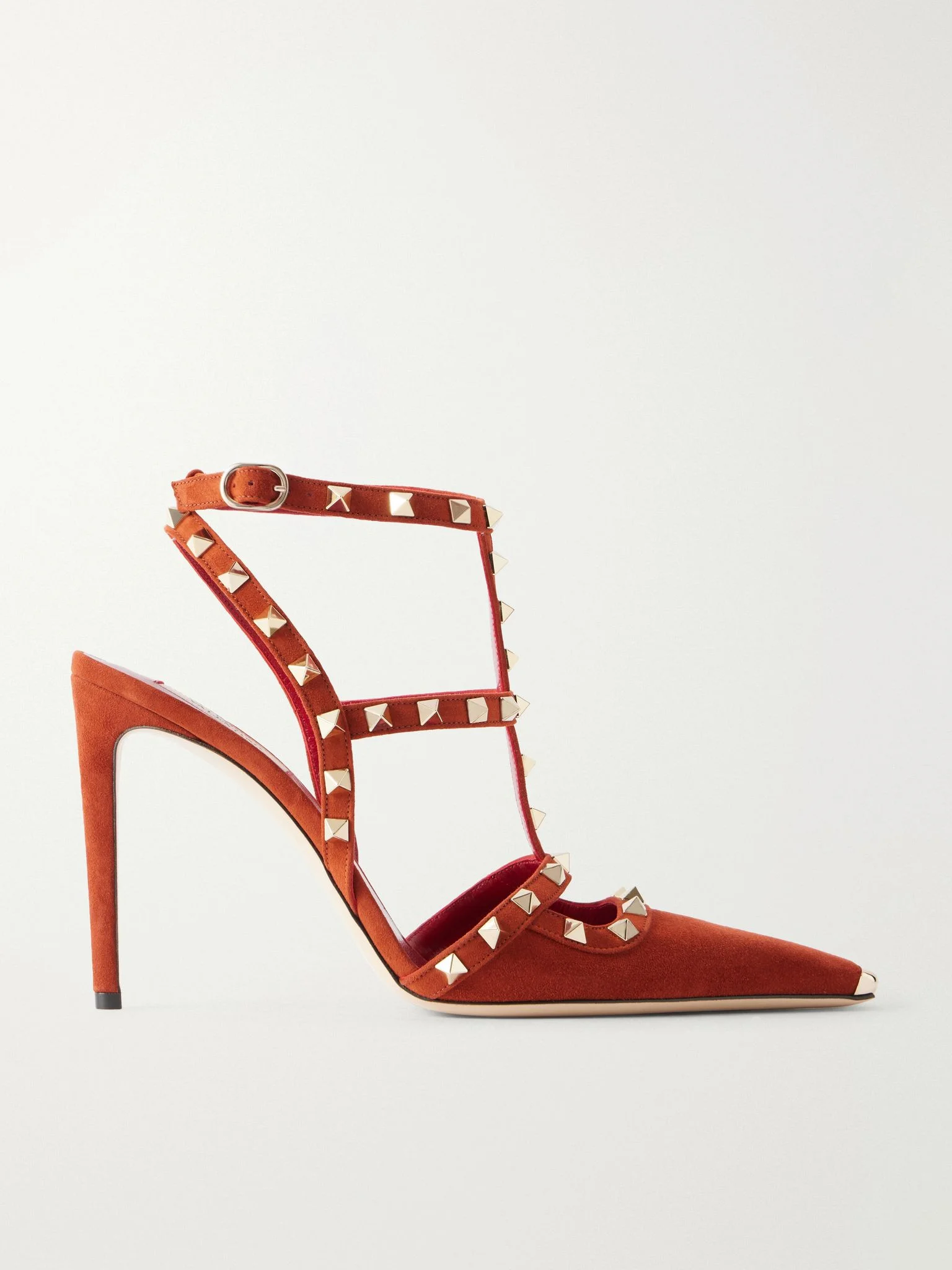 Rockstud 100 embellished suede pumps Orange - 1