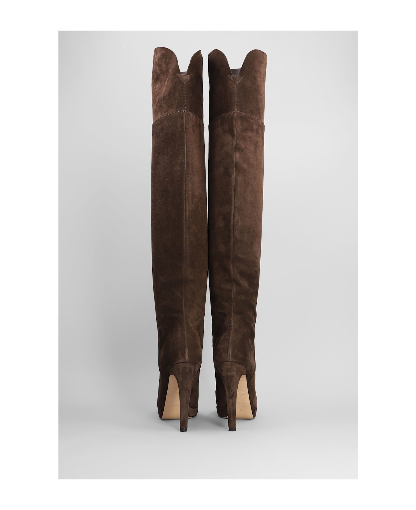 High Heels Boots In Brown Suede - 4