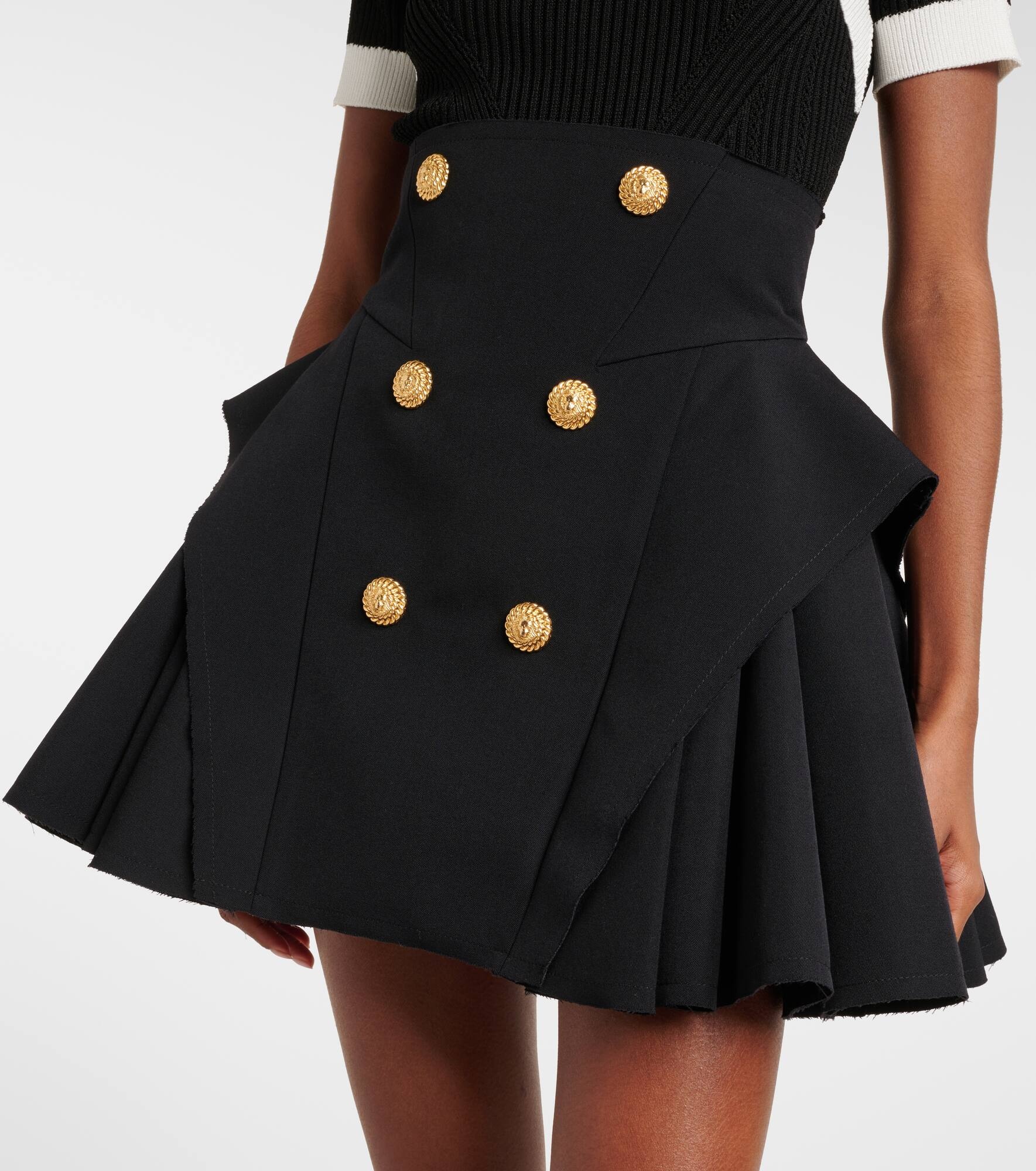 Virgin wool grain de poudre miniskirt - 4