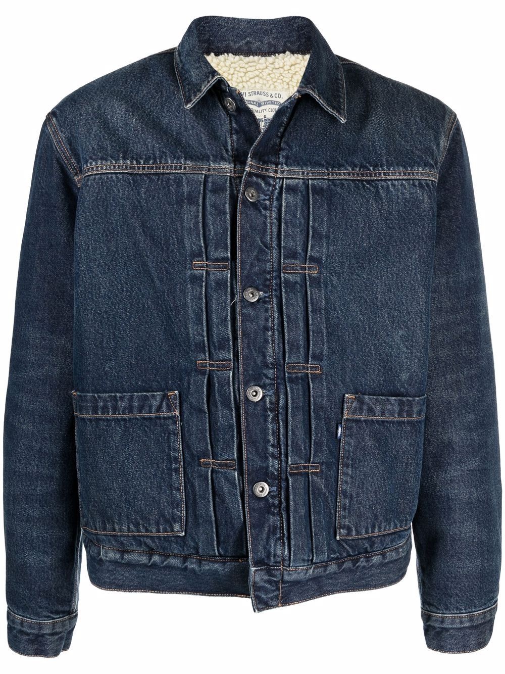 shearling-lined denim jacket - 1