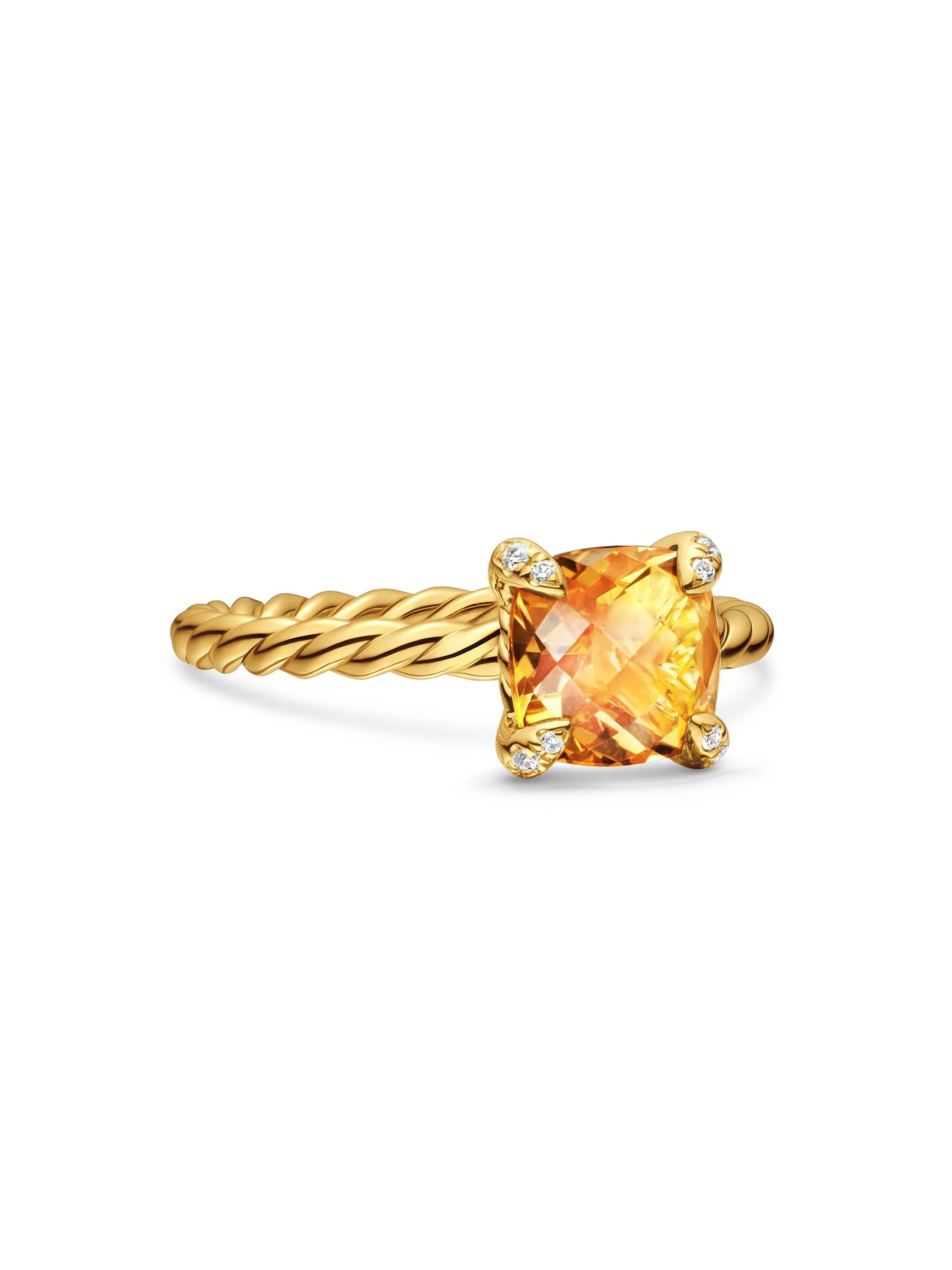 Women's Chatelaine Ring in 18K Yellow Gold with Pavé Diamonds - Citrine - 1