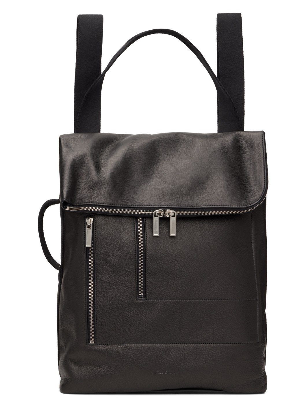 Black Leather Cargo Backpack - 1