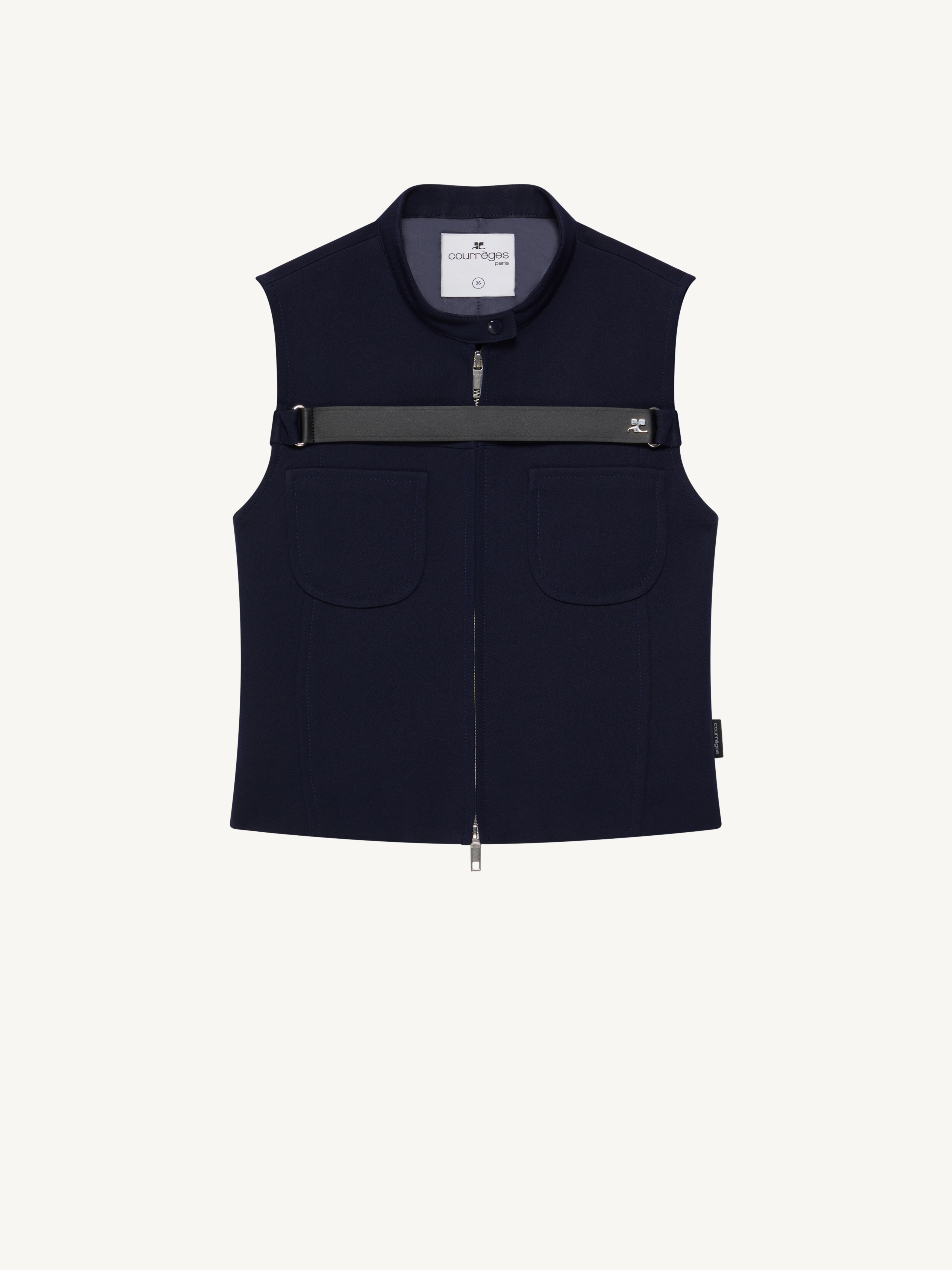SLEEVELESS STRAP TWILL JACKET - 1
