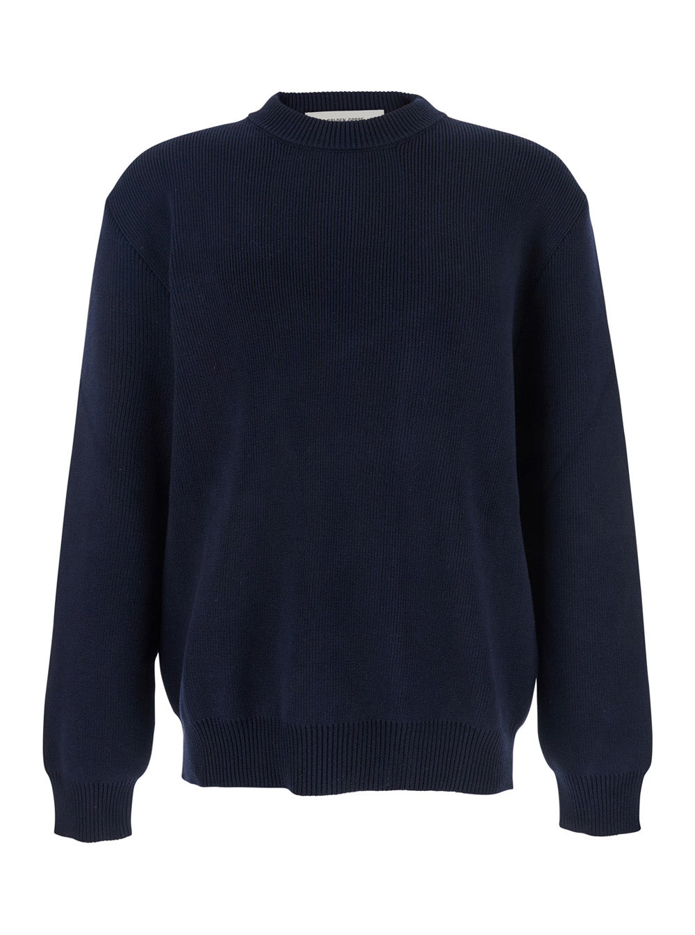 Golden Goose Men Blue Ribbed Sweater With Logo Lettering On The Back In Cotton Man - 1
