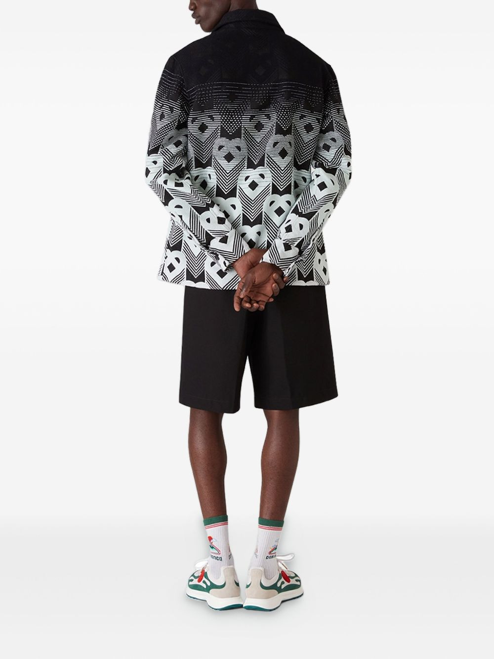 geometric-pattern zip-pocket shirt - 3