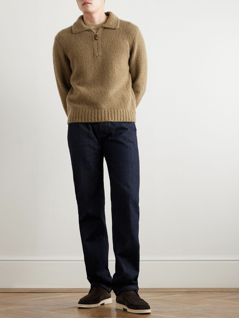 Loro Piana Folecchio Cashmere and Silk-Blend Half-Zip Sweater Brown outlook