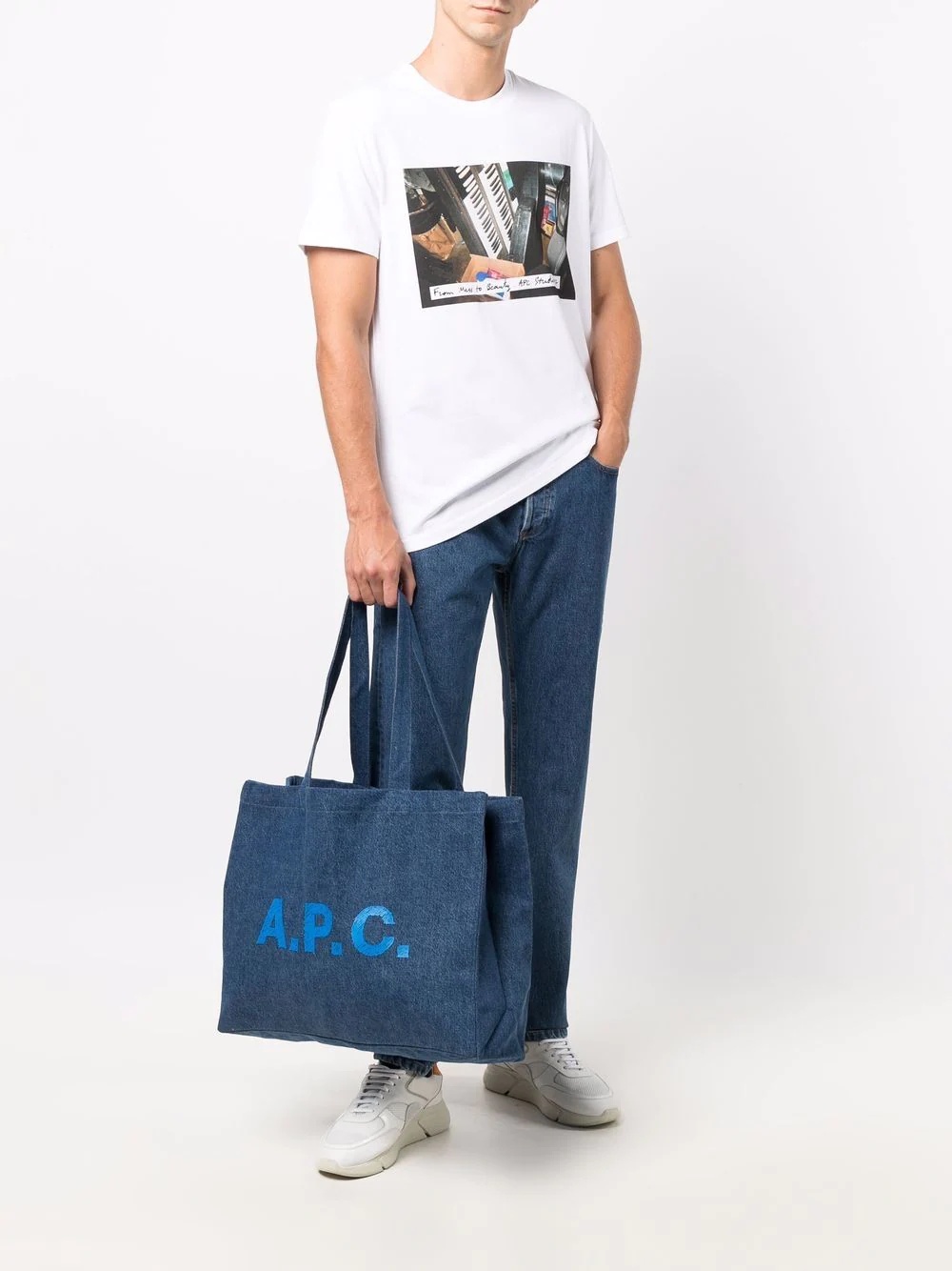 logo-print denim tote bag - 2