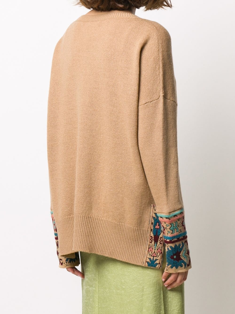 jacquard trim jumper - 4