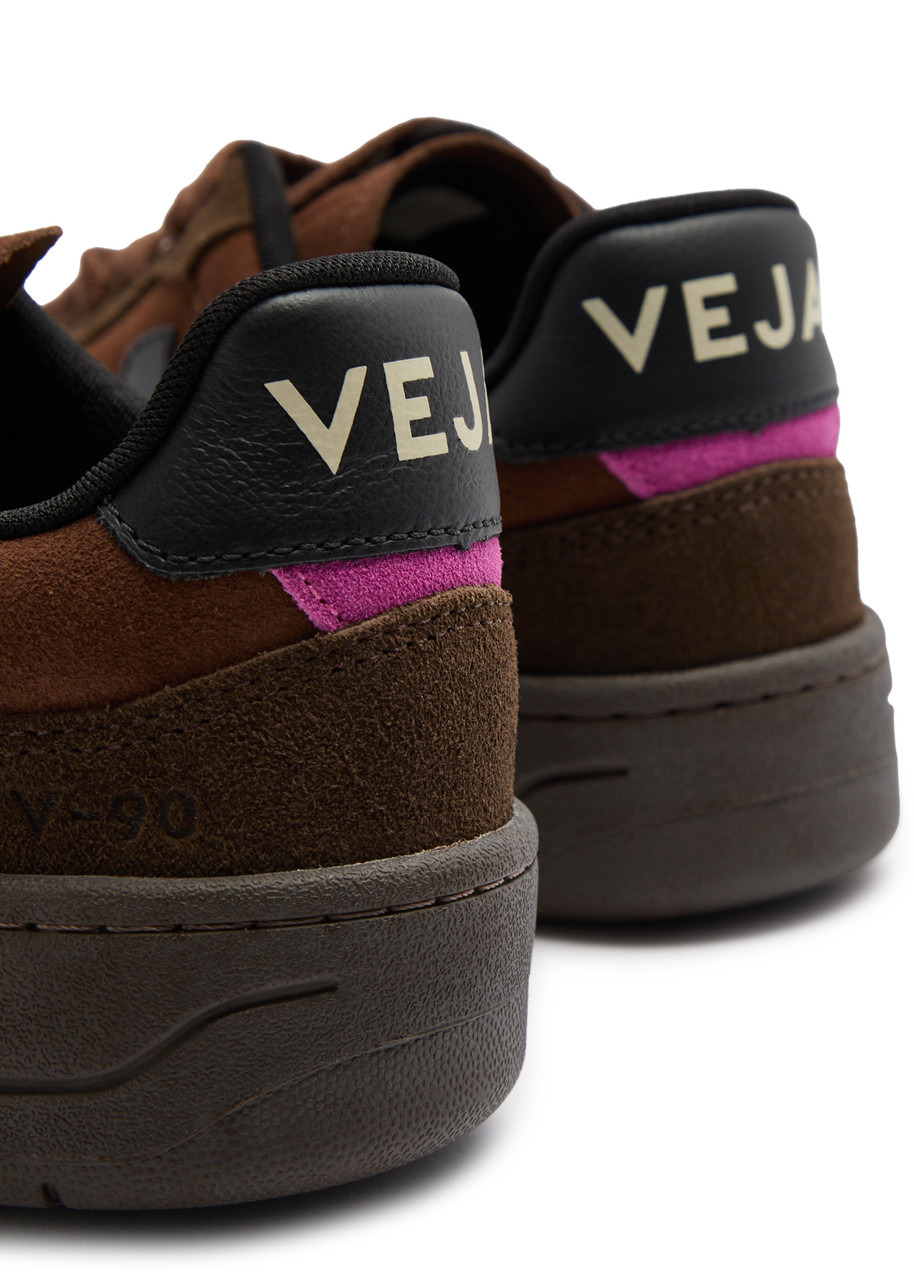 Veja V-90 Panelled Suede Sneakers - 4