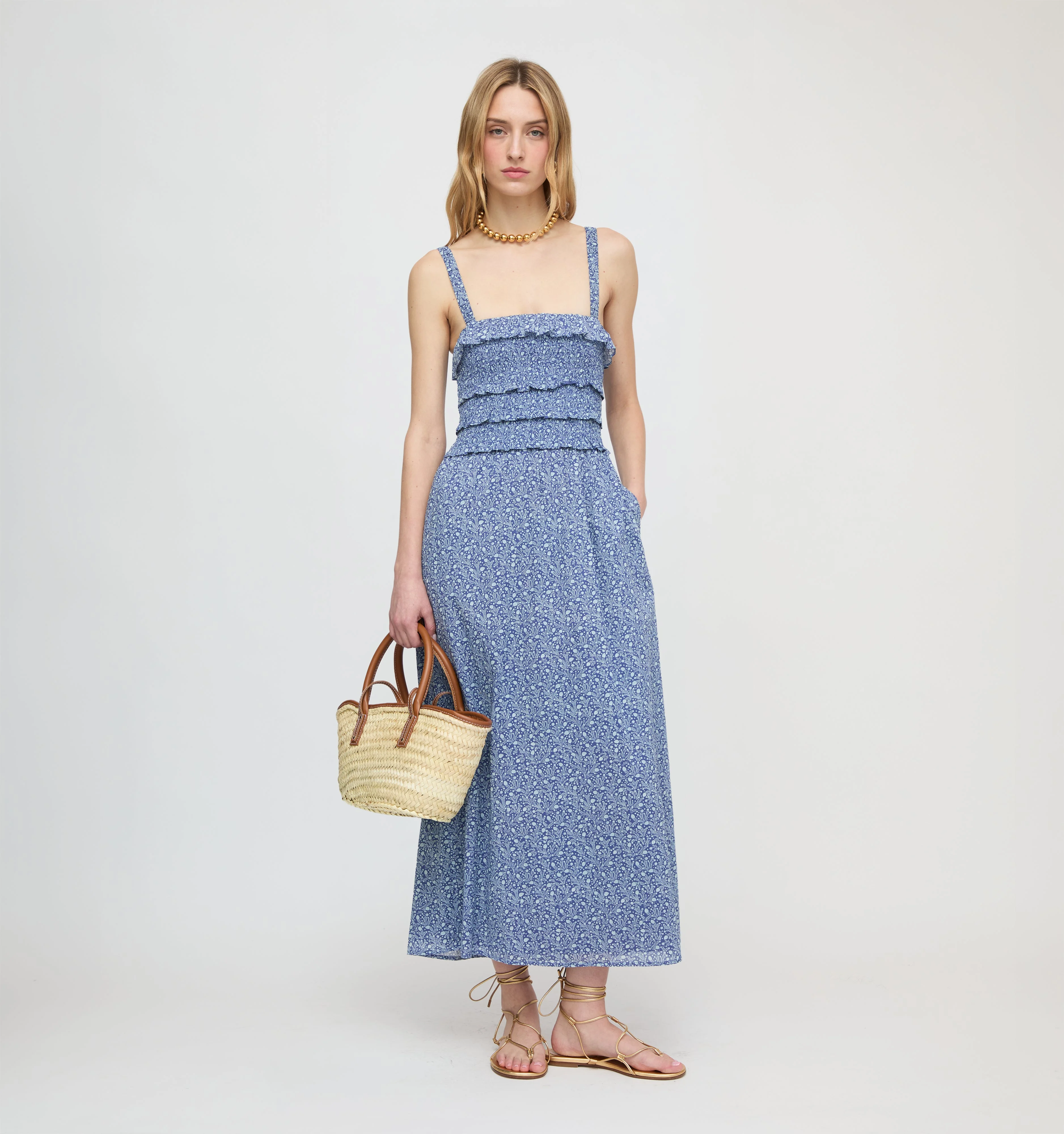 The Analiese Nap Dress - Cornflower Ditsy Thistle - 1