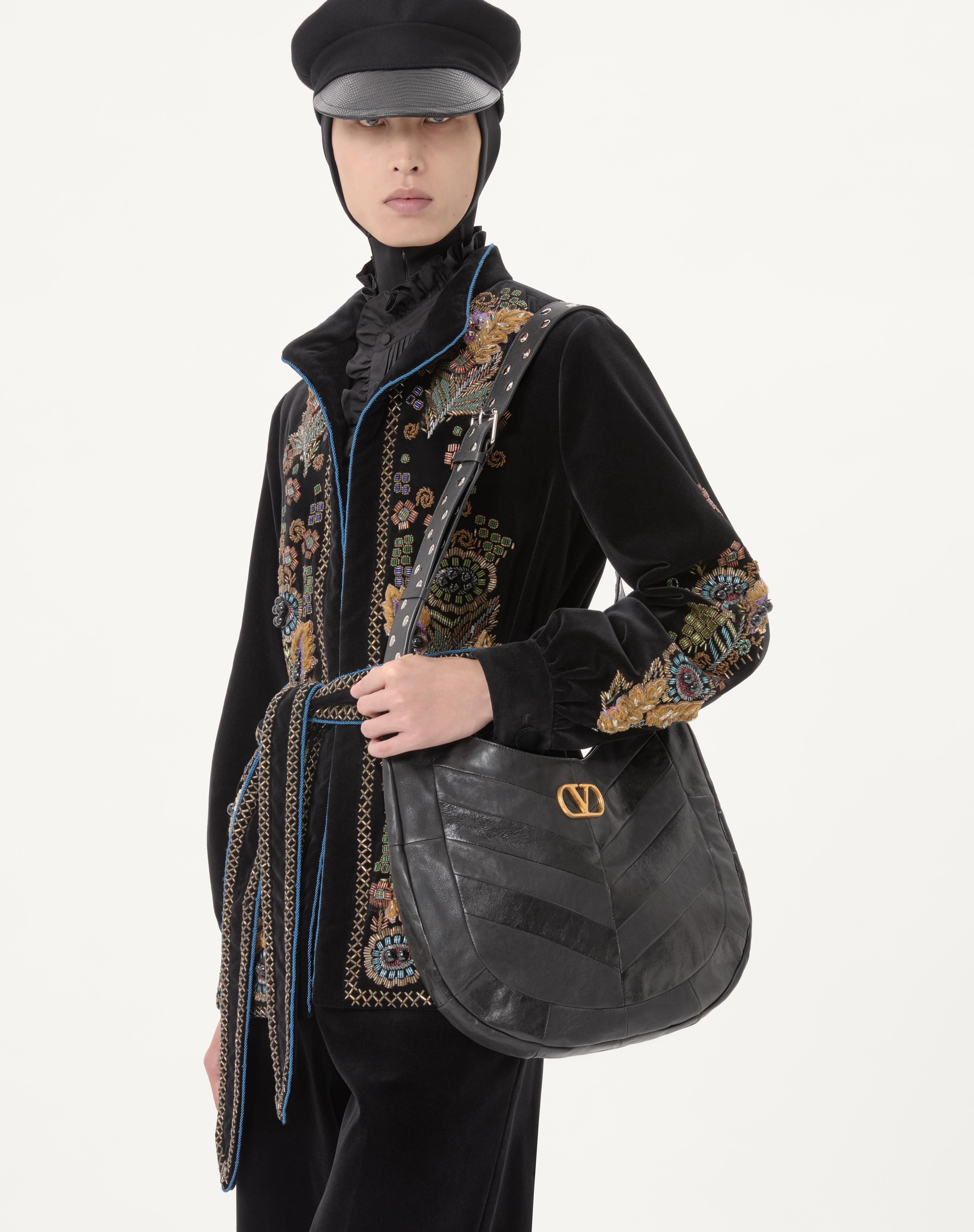 VALENTINO EMBROIDERED COTTON VELVET JACKET WITH BELT - 3
